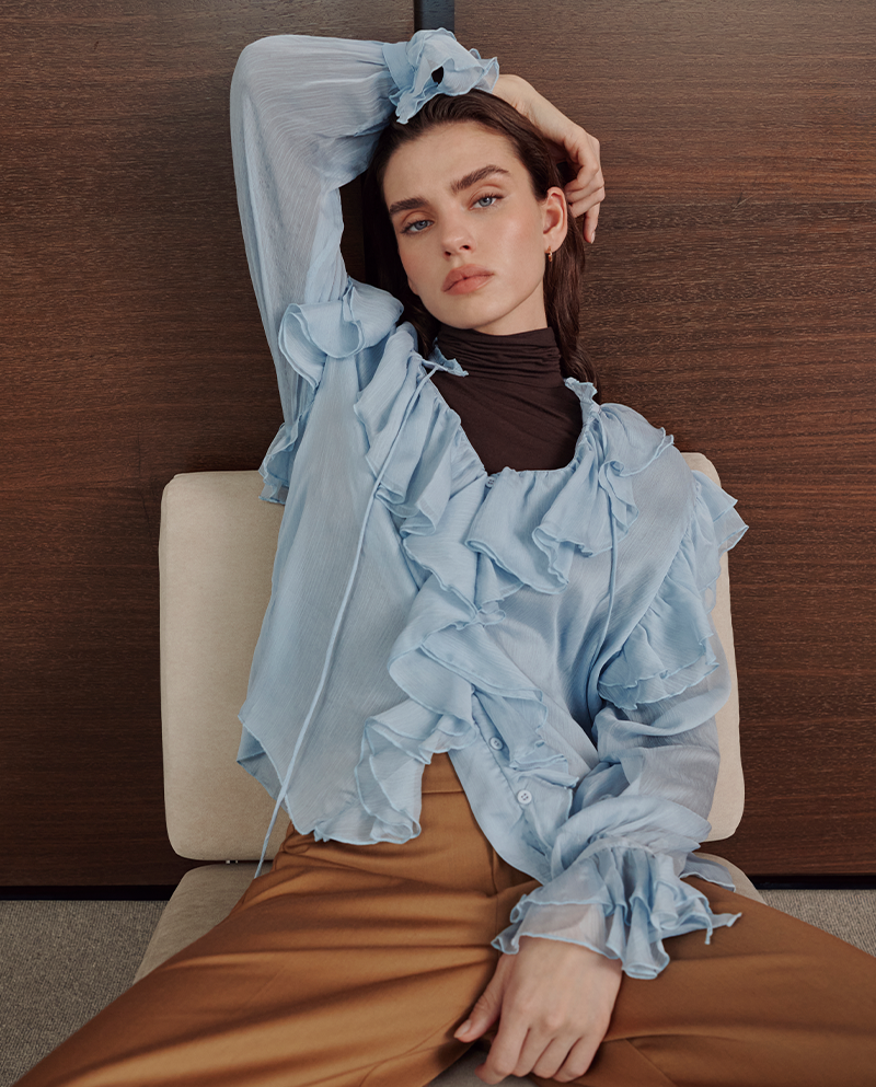 Chemisier fluide à volants