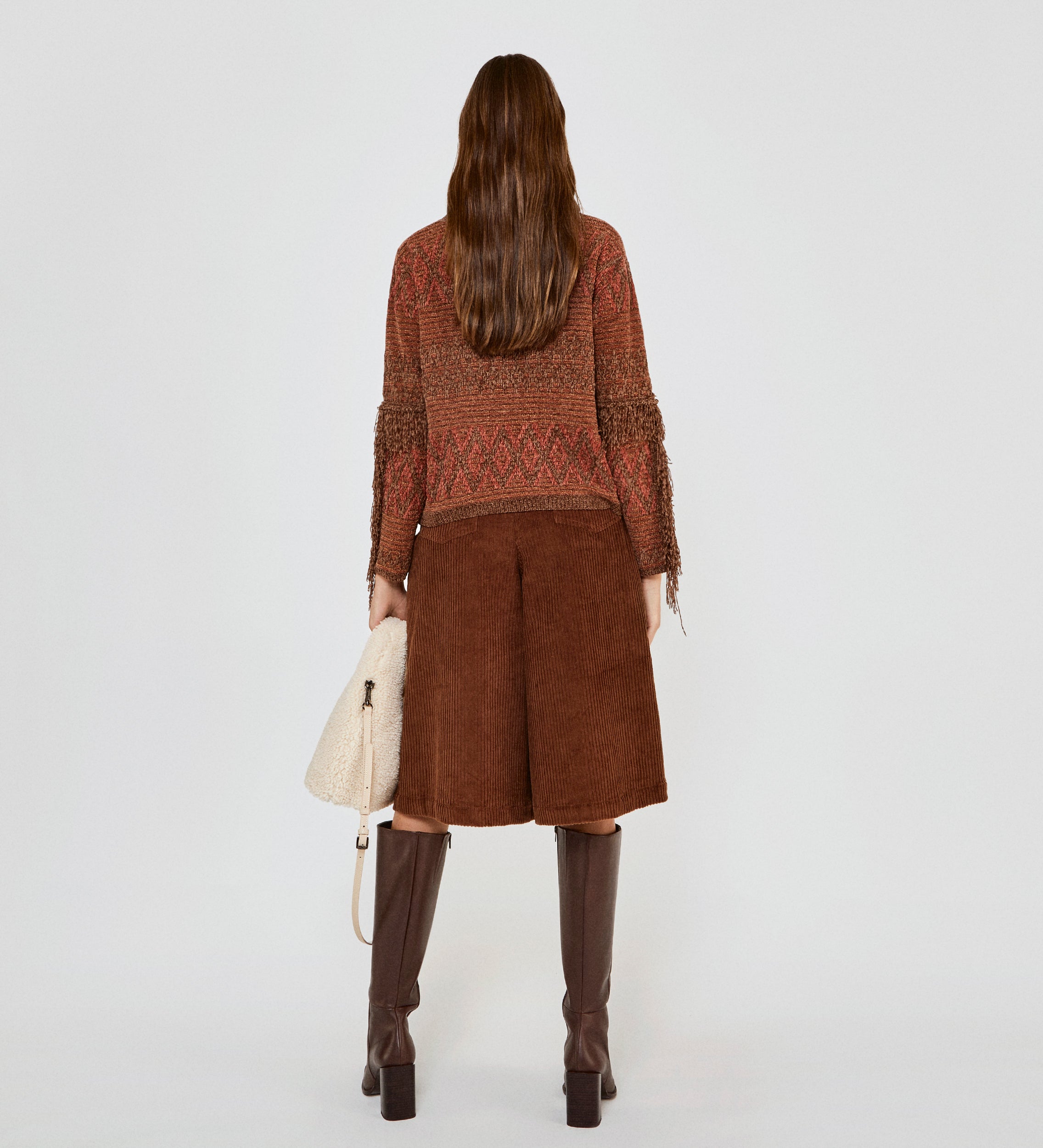 Fringed jacquard jumper