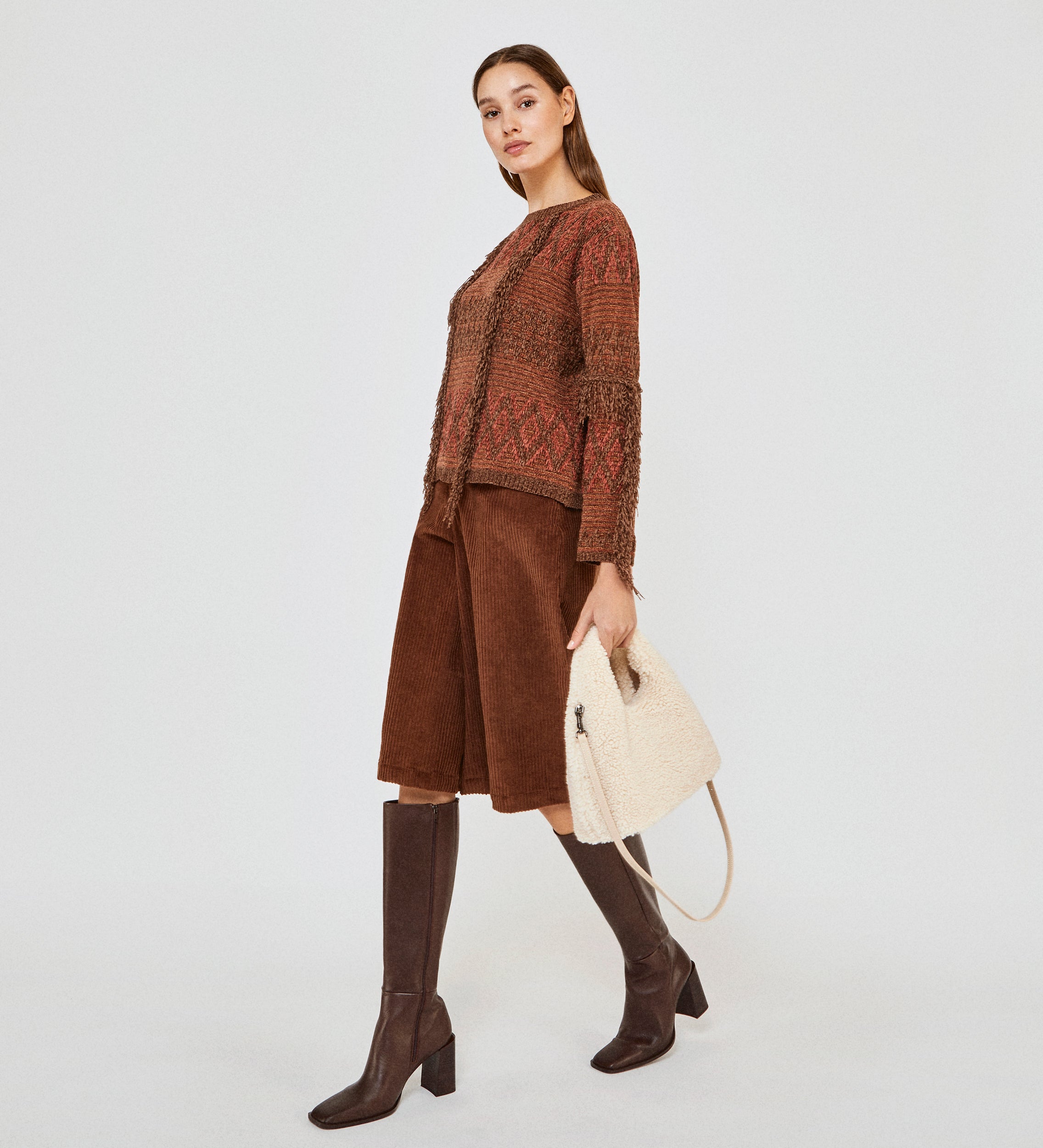 Fringed jacquard jumper