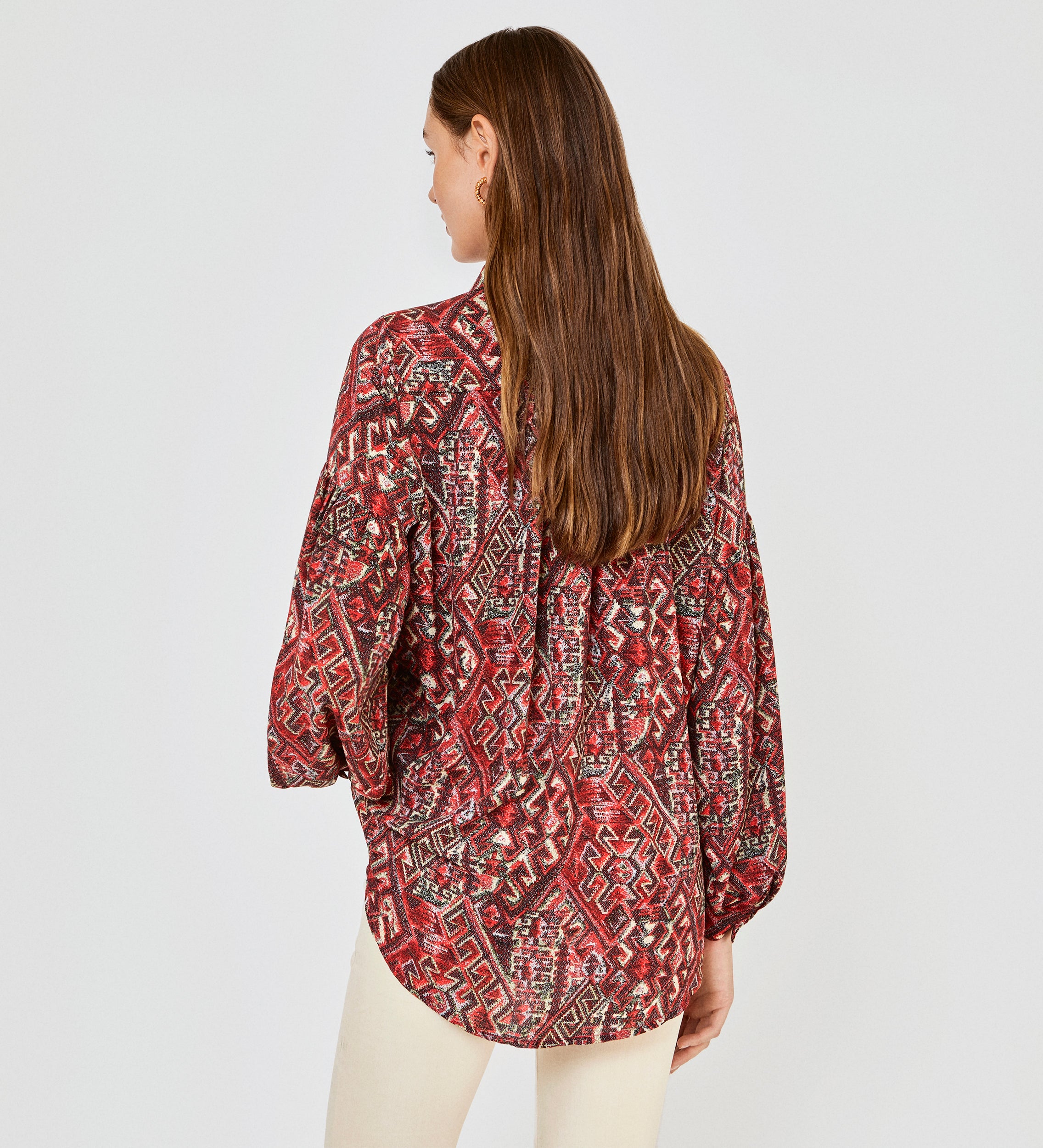 Printed blouse with puffed sleeves
