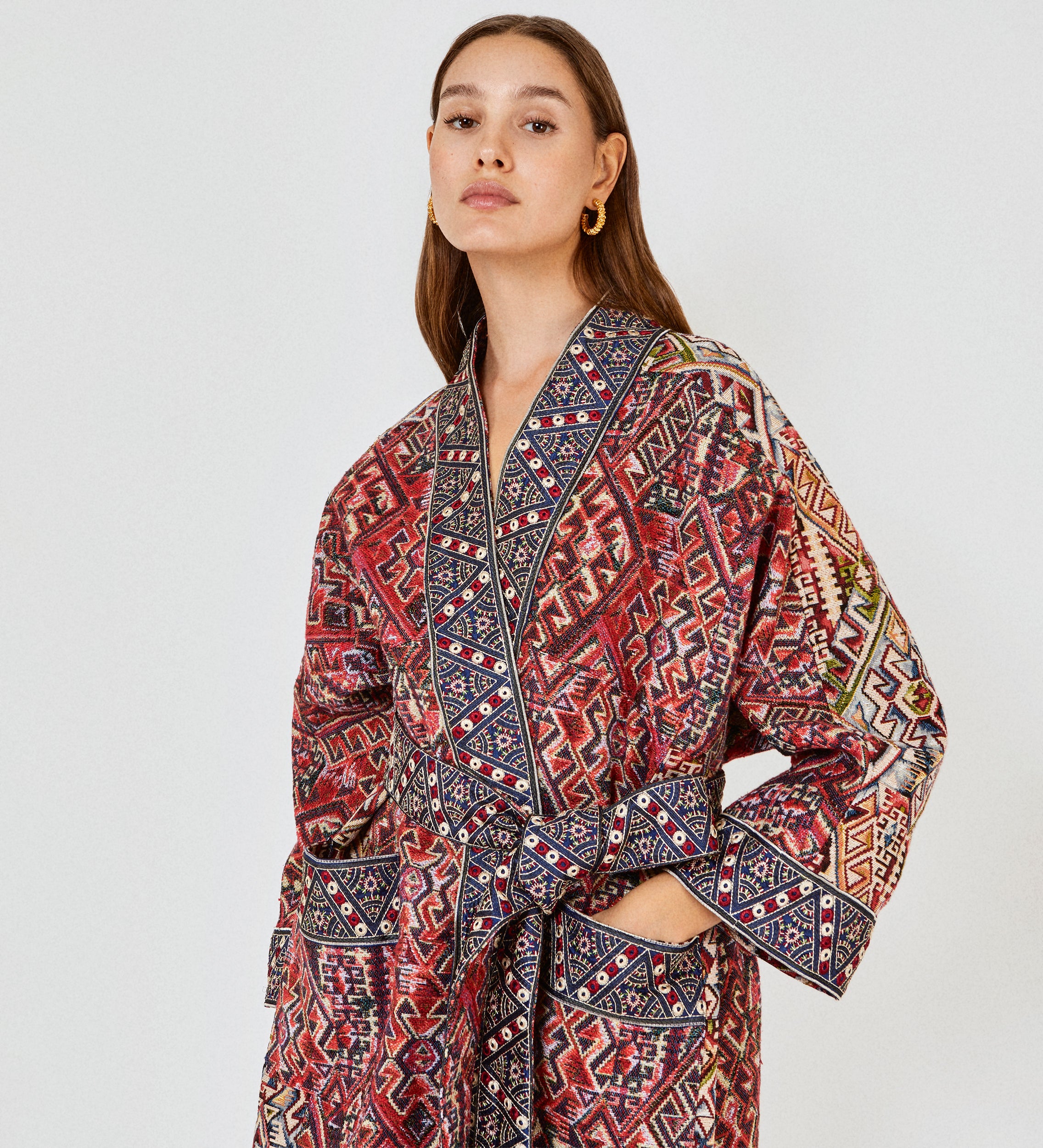 Abrigo jacquard desflecado