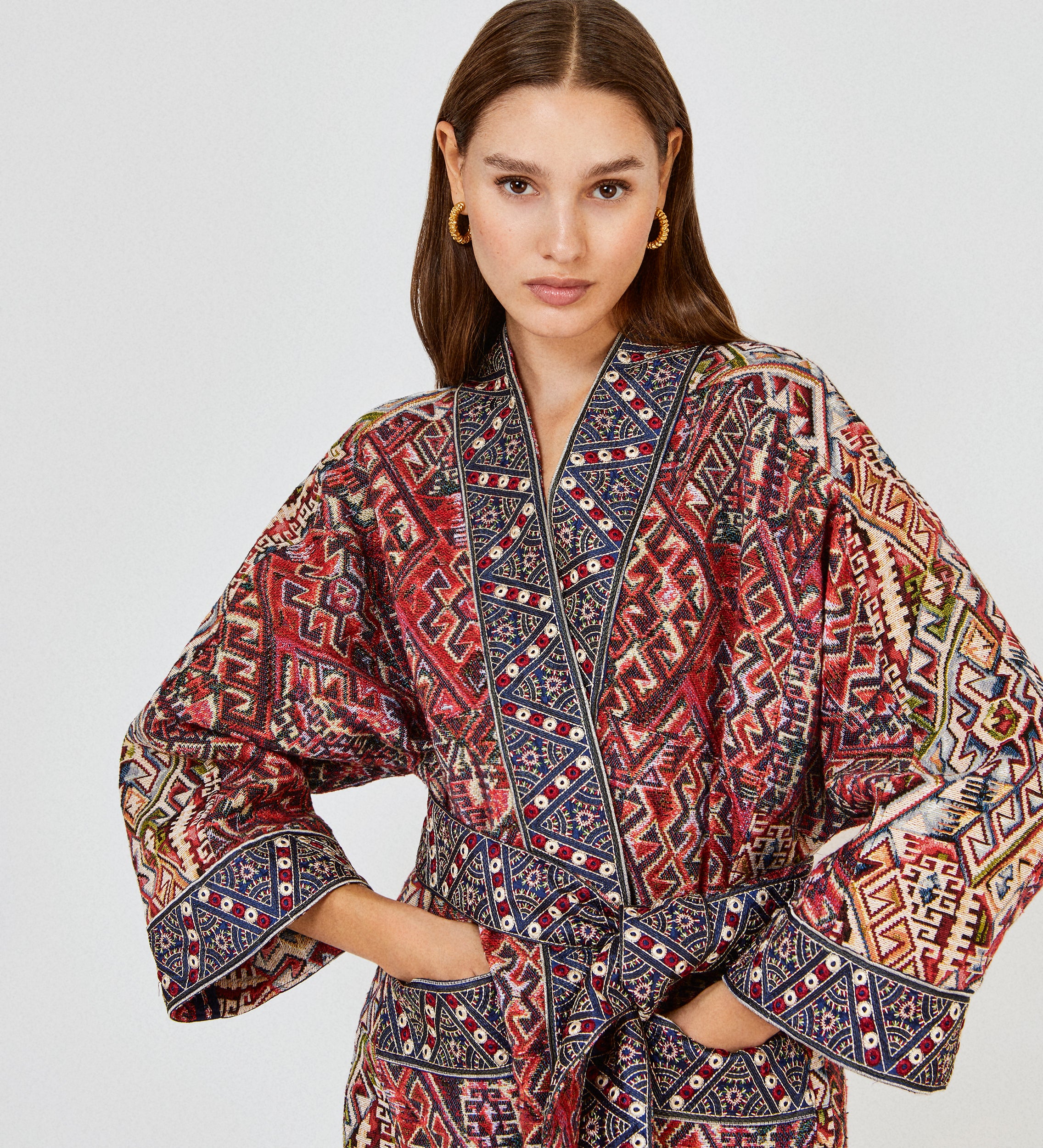 Abrigo jacquard desflecado