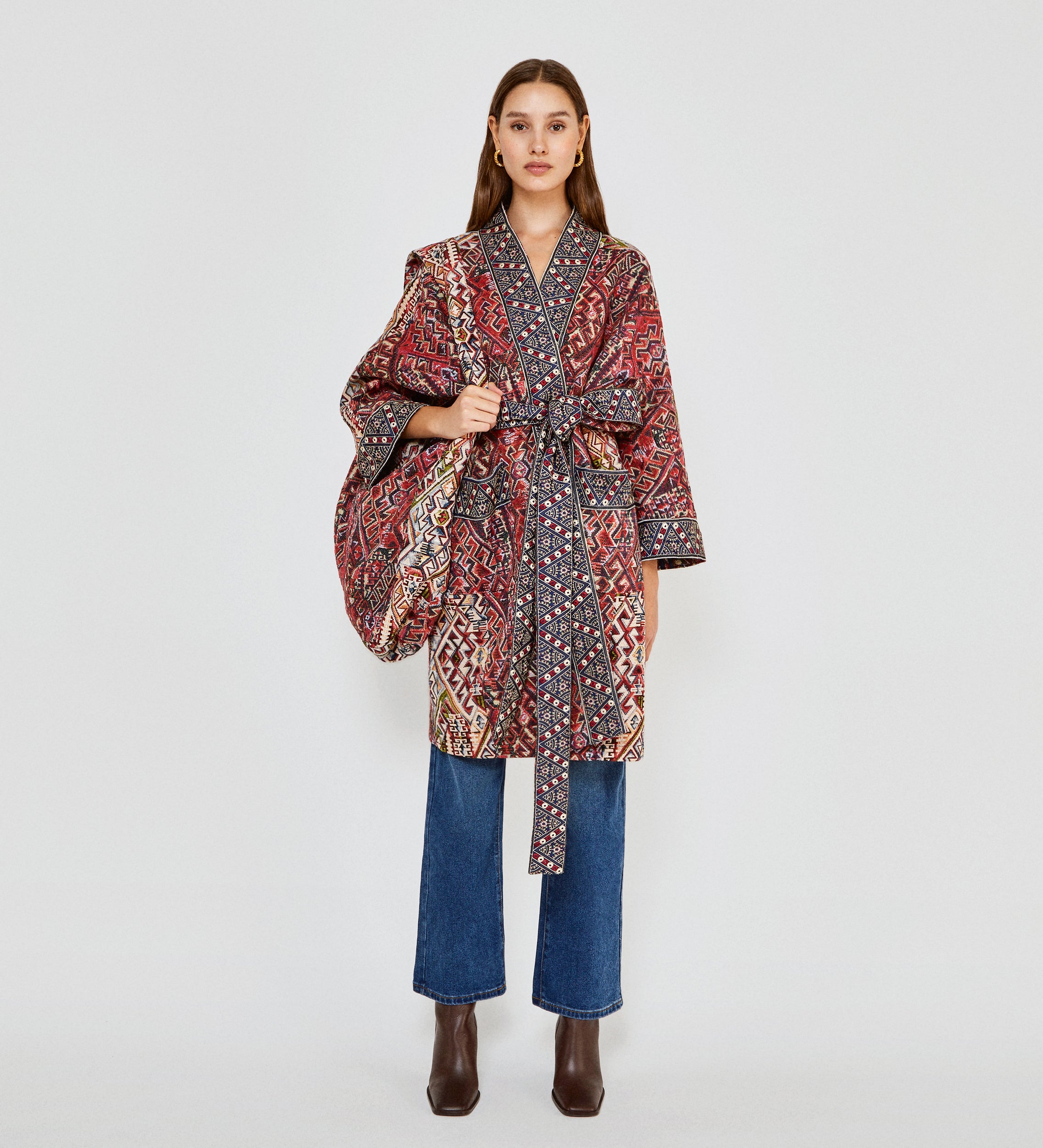 Abrigo jacquard desflecado