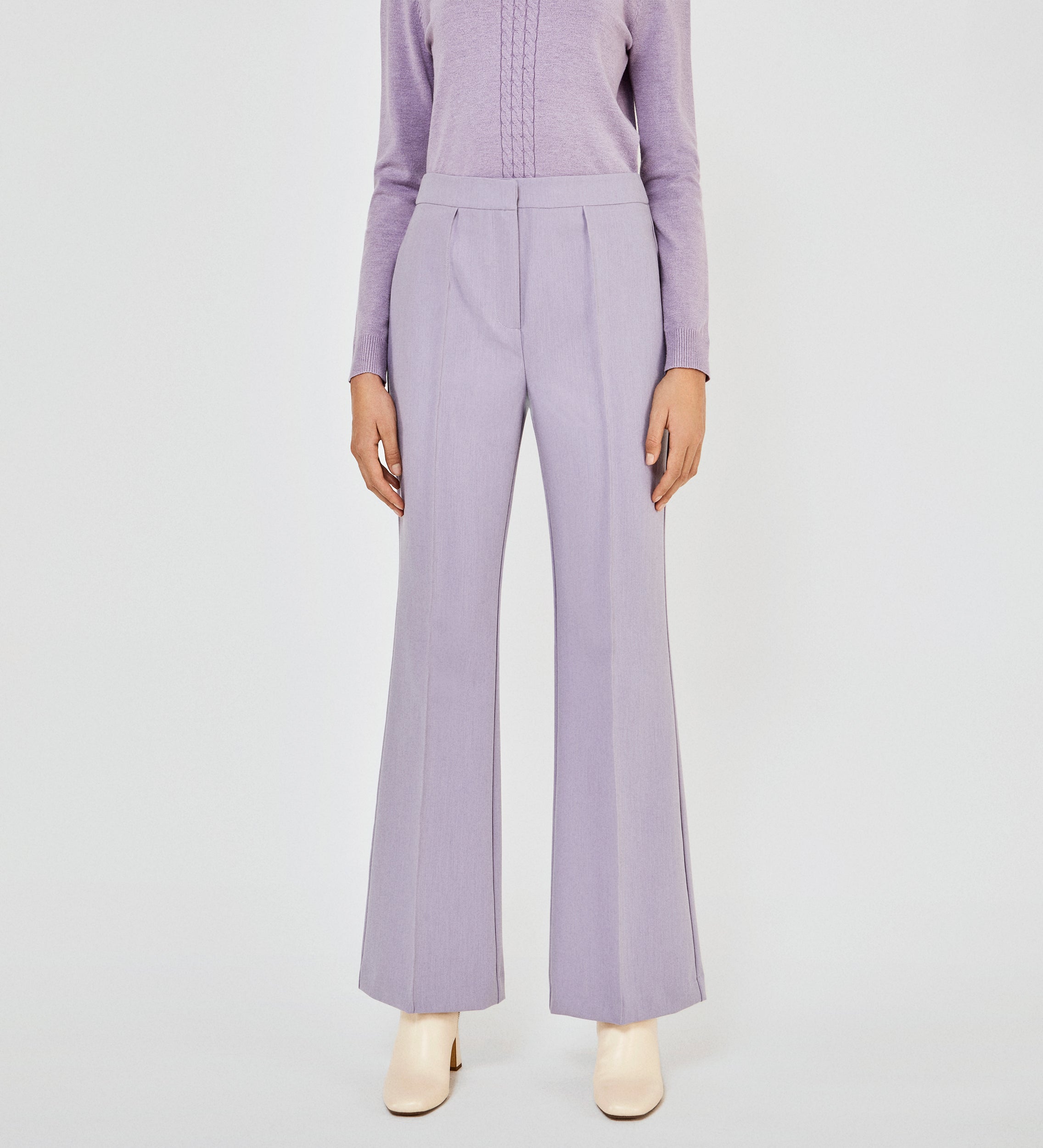 Flared crepe trousers