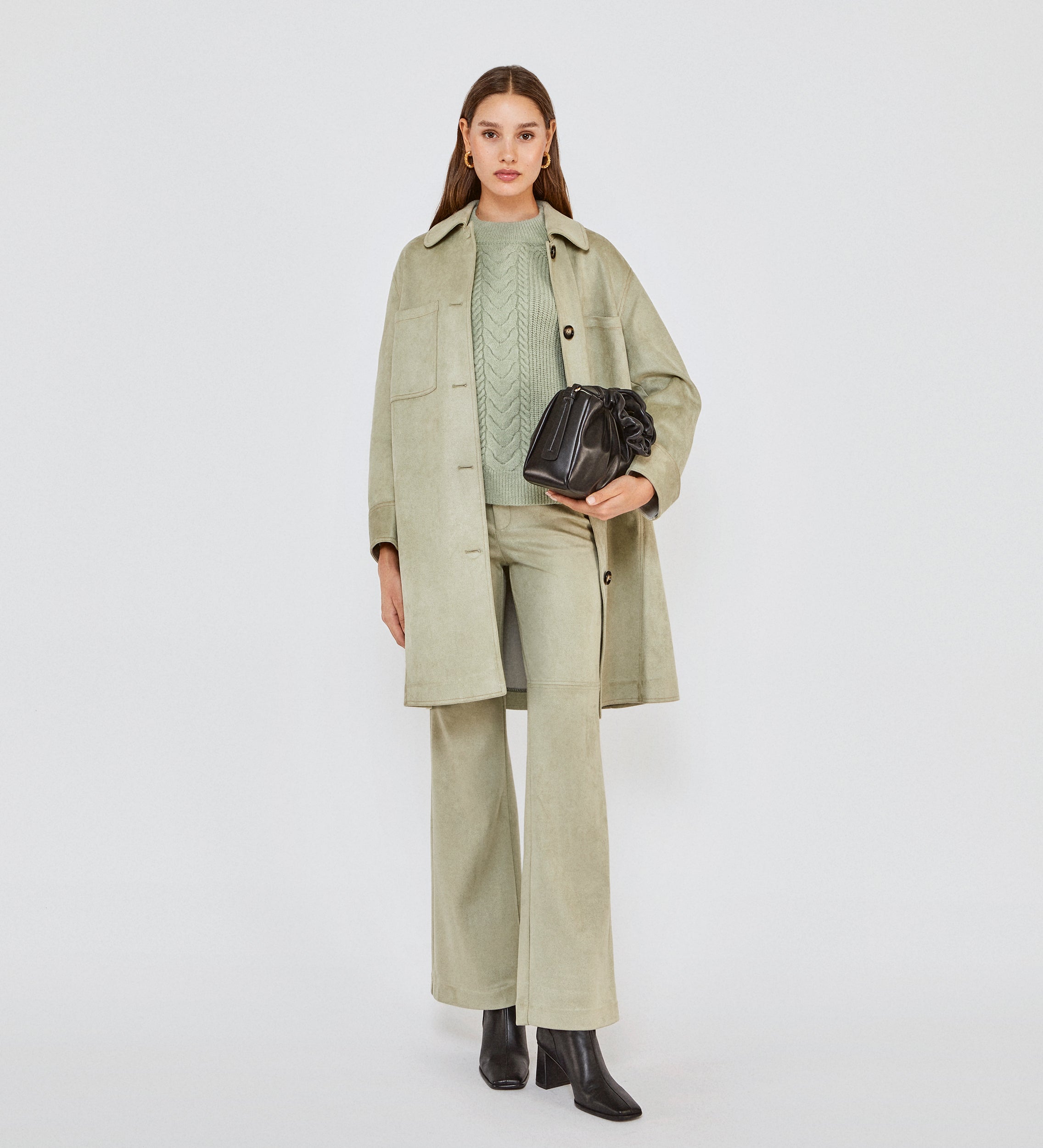 Flared suede trousers