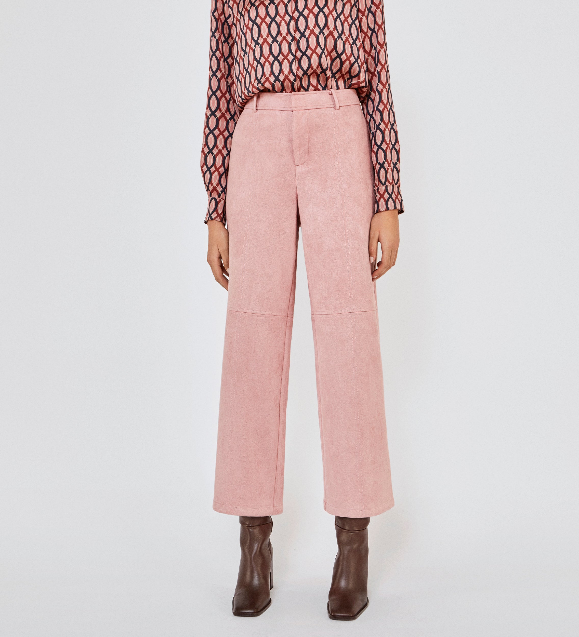 Cropped suede trousers