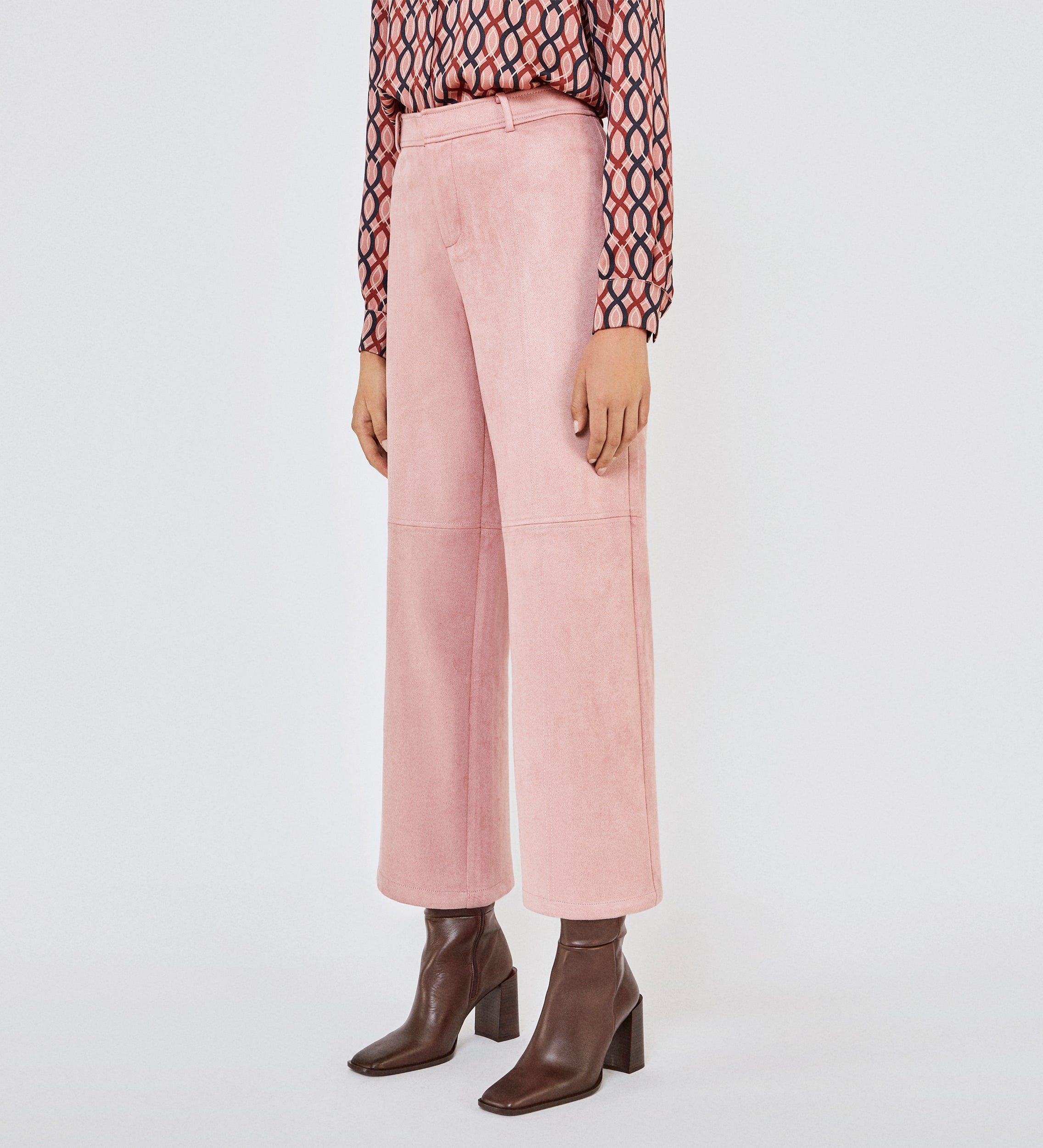 Cropped suede trousers