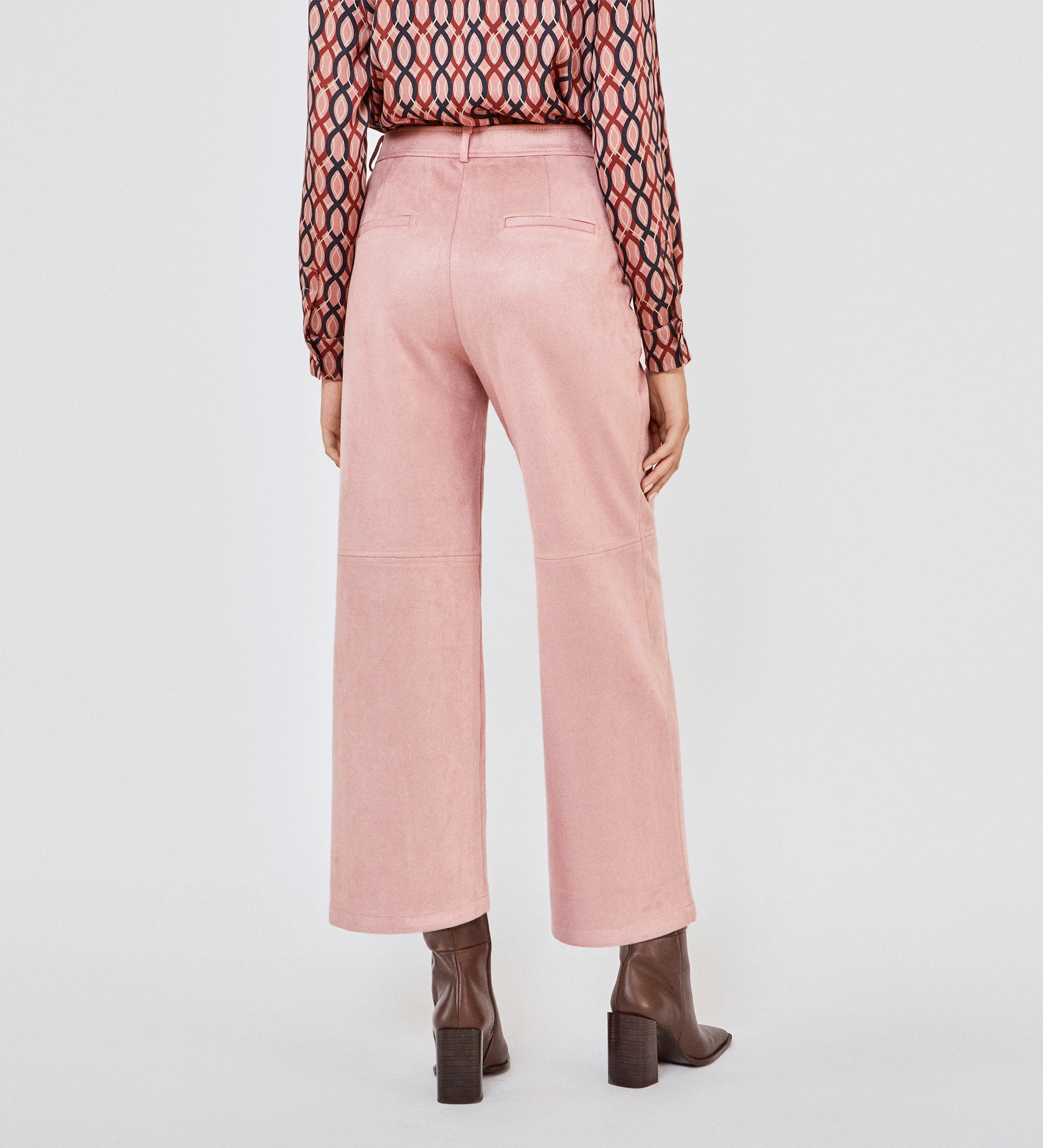 Cropped suede trousers