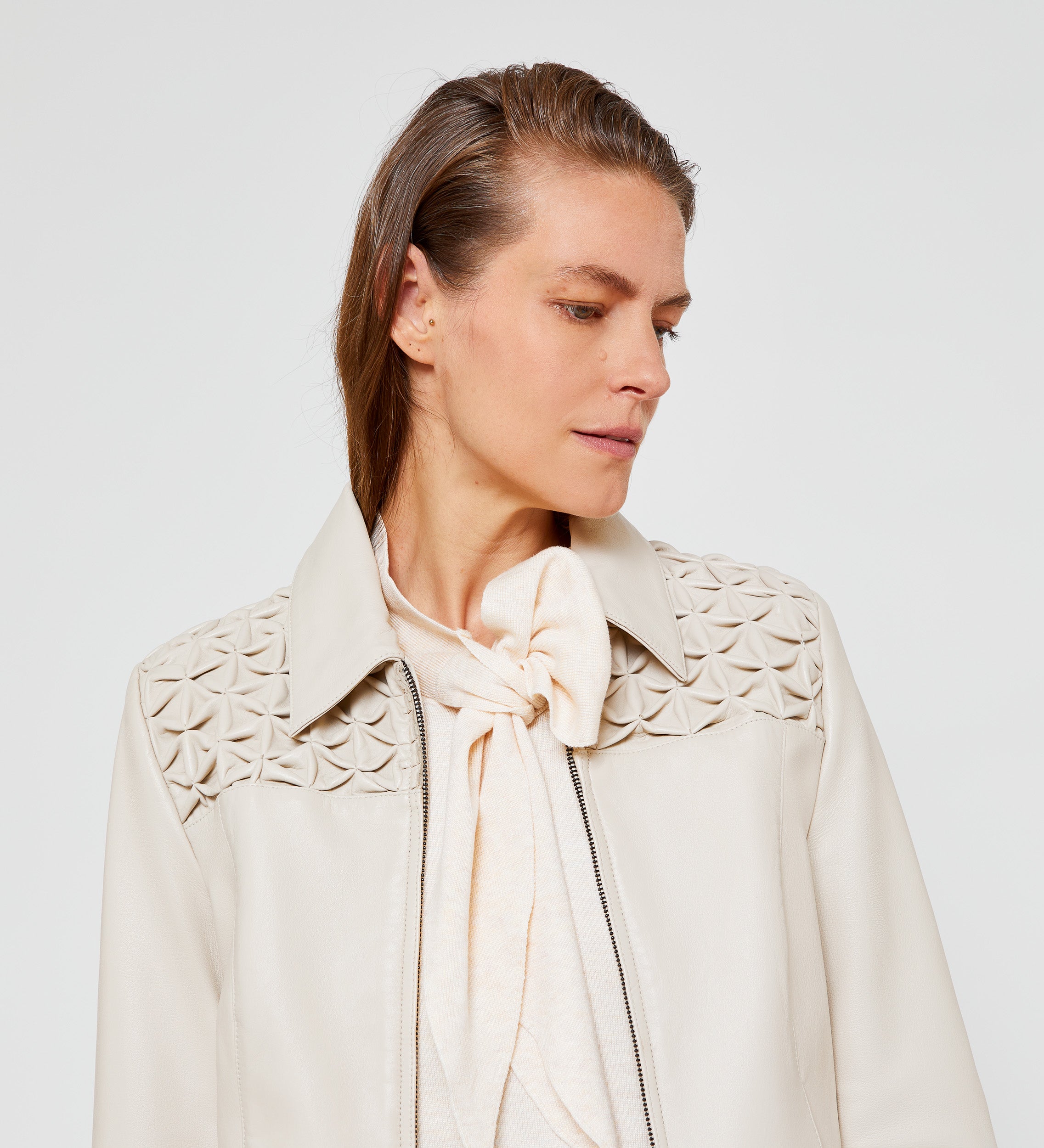 Nappa leather jacket with yoke