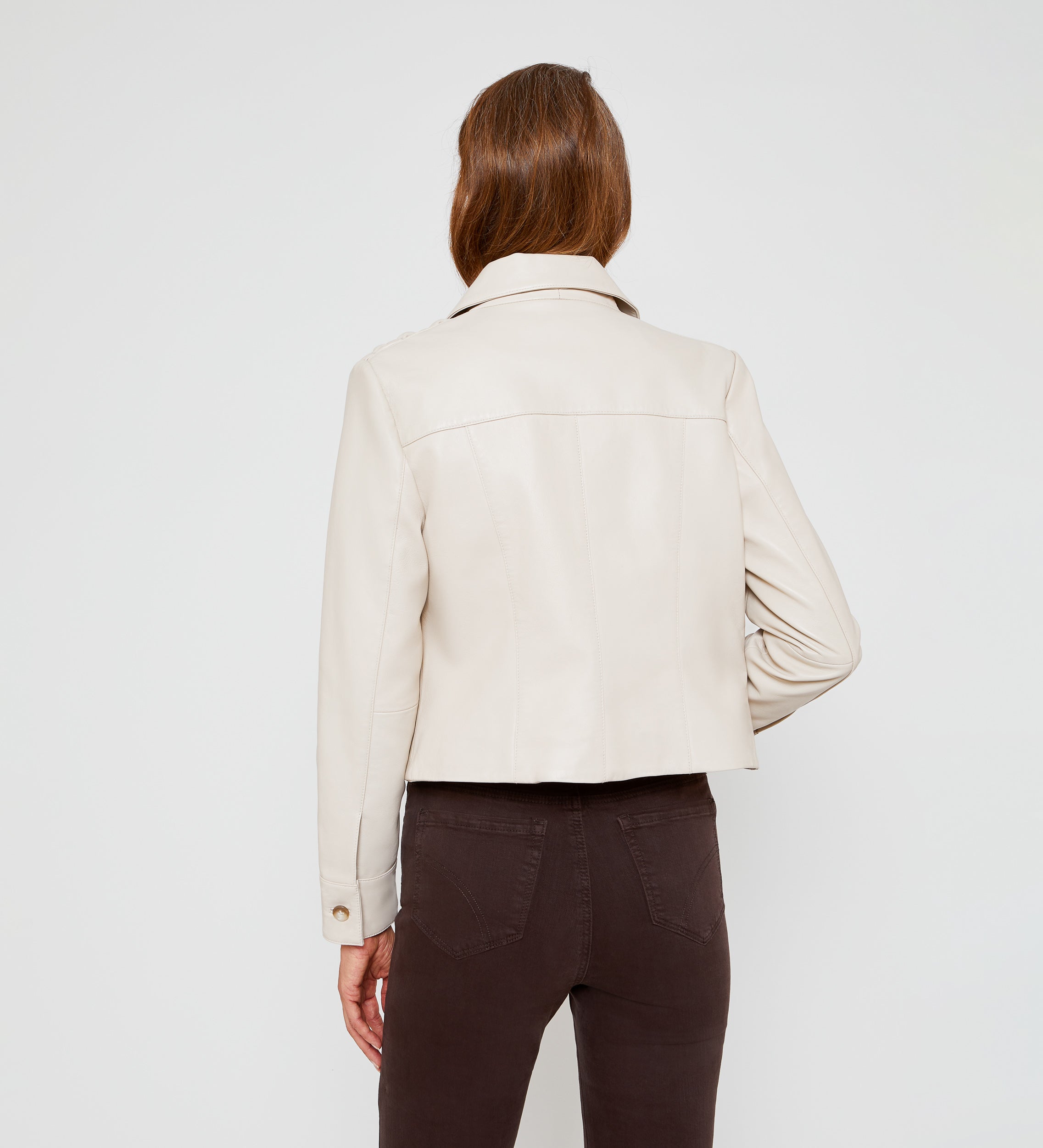 Nappa leather jacket with yoke