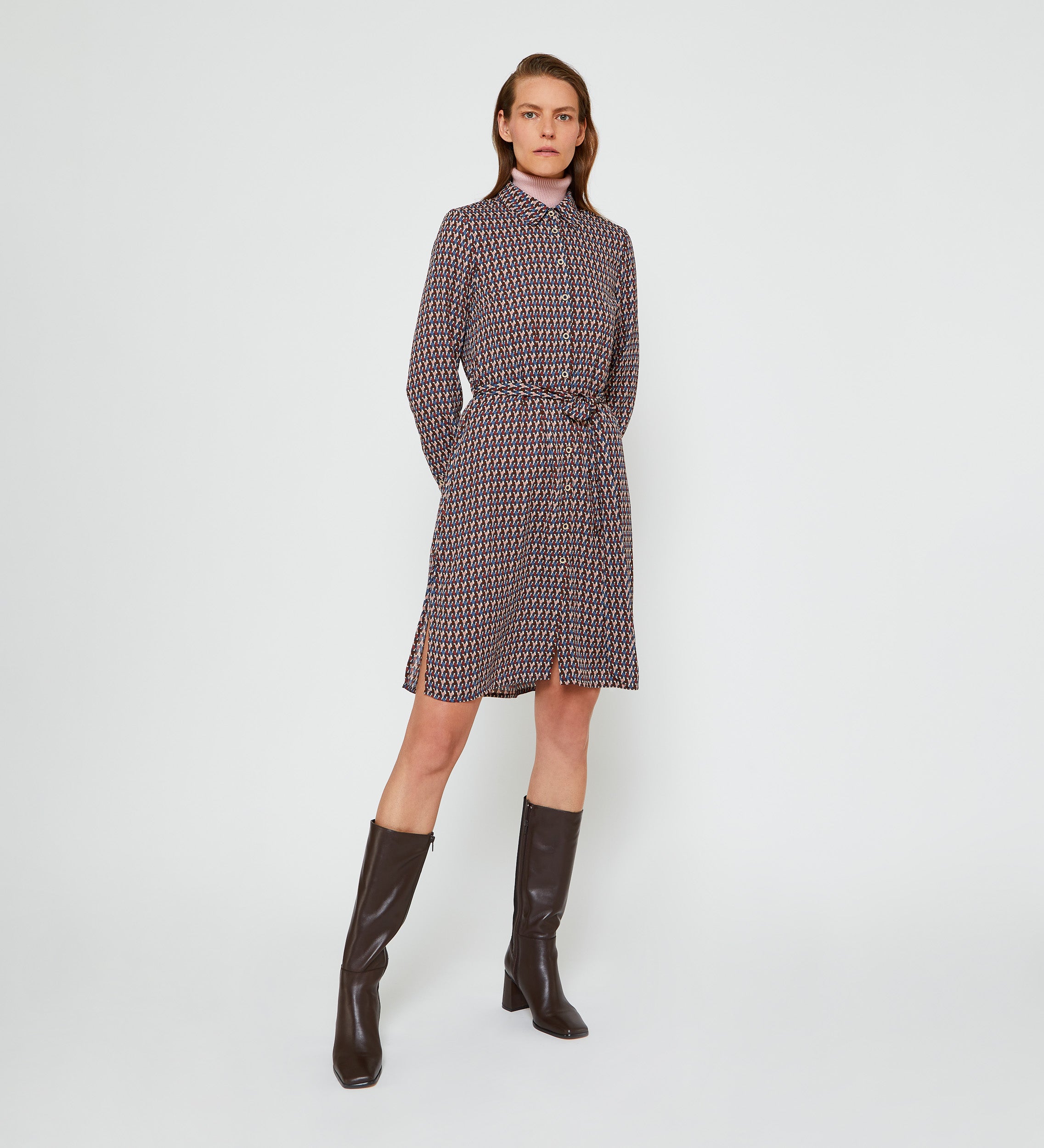 Printed shirt dress