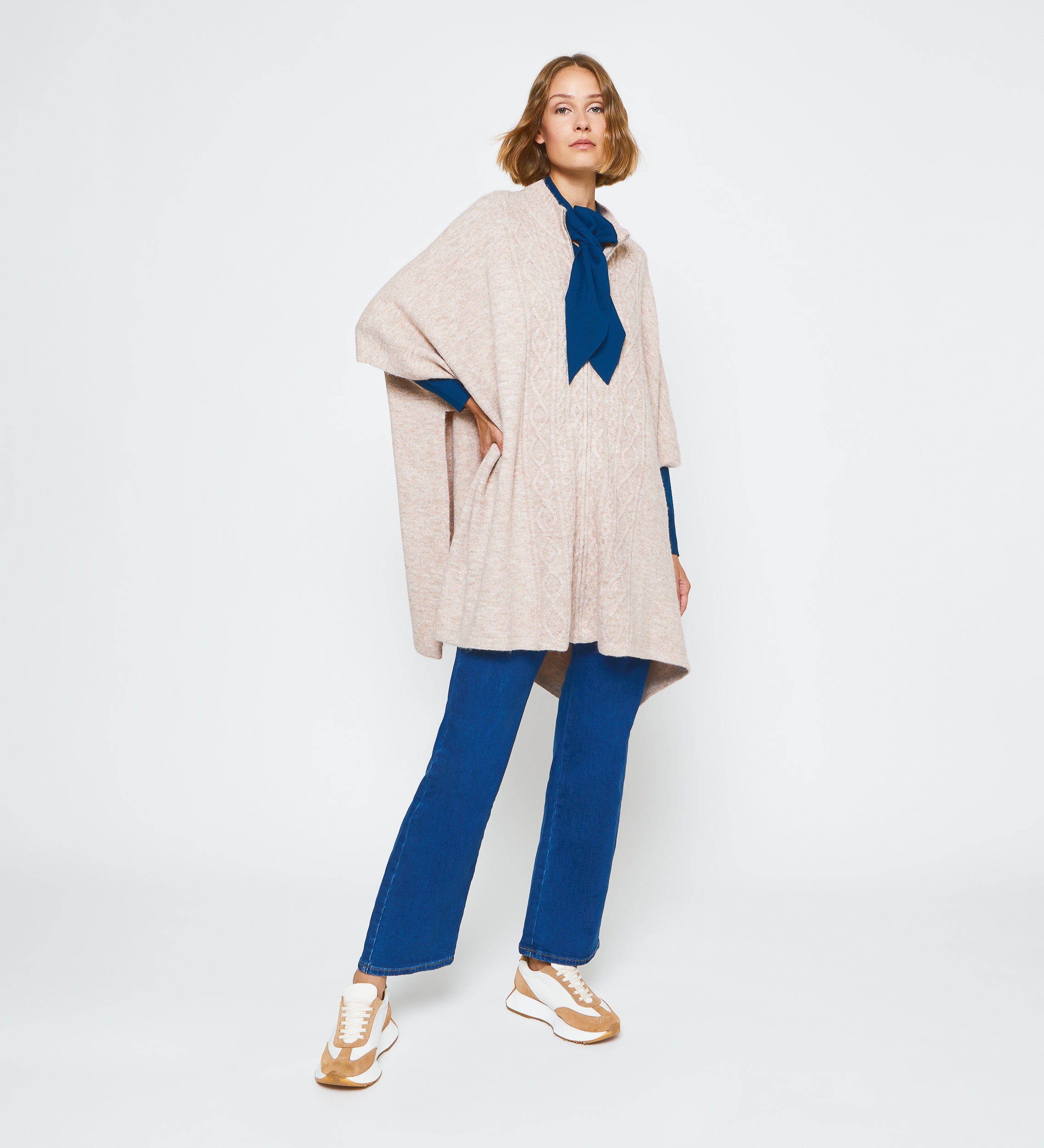 Long knit cape