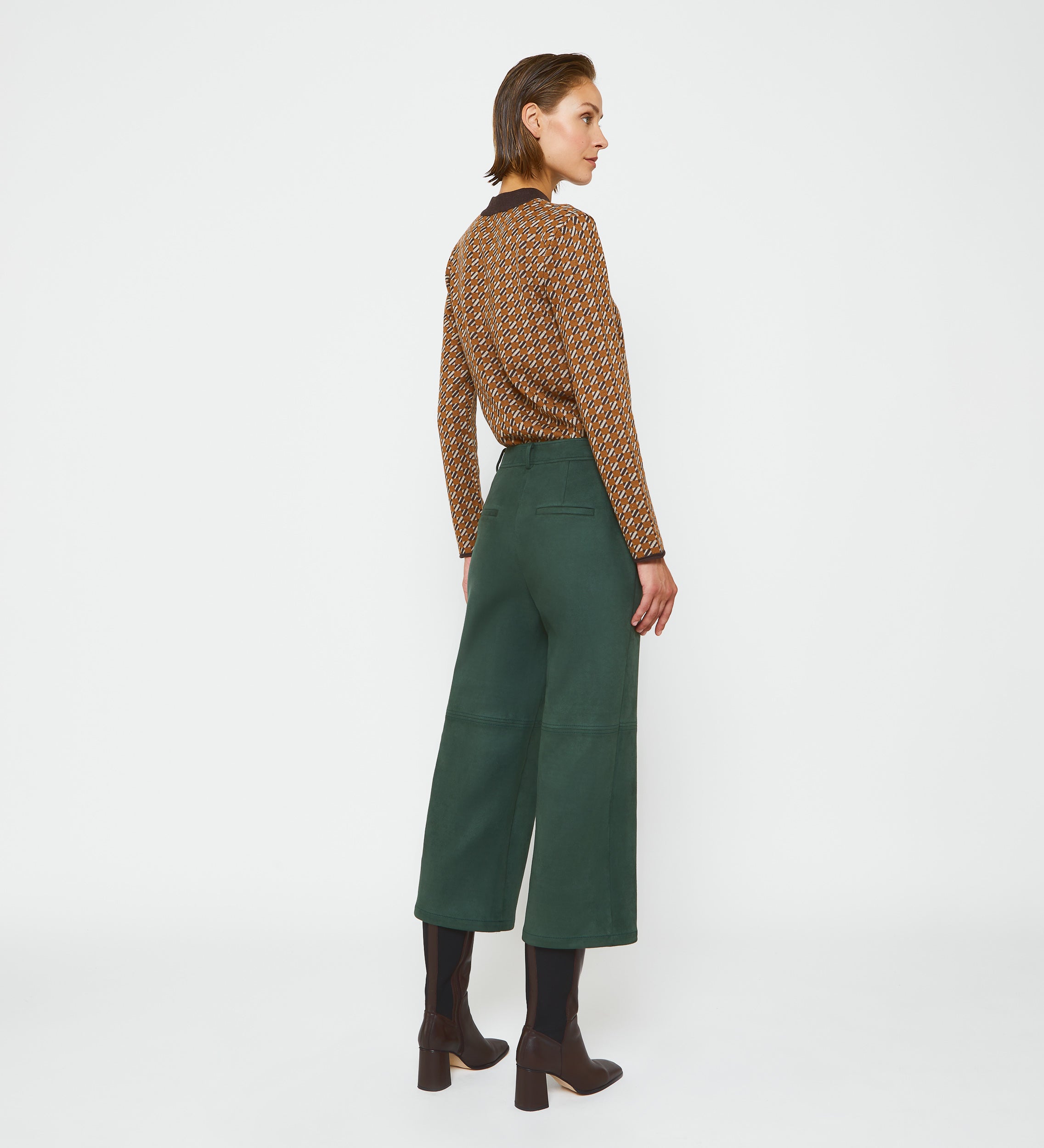 Cropped suede trousers