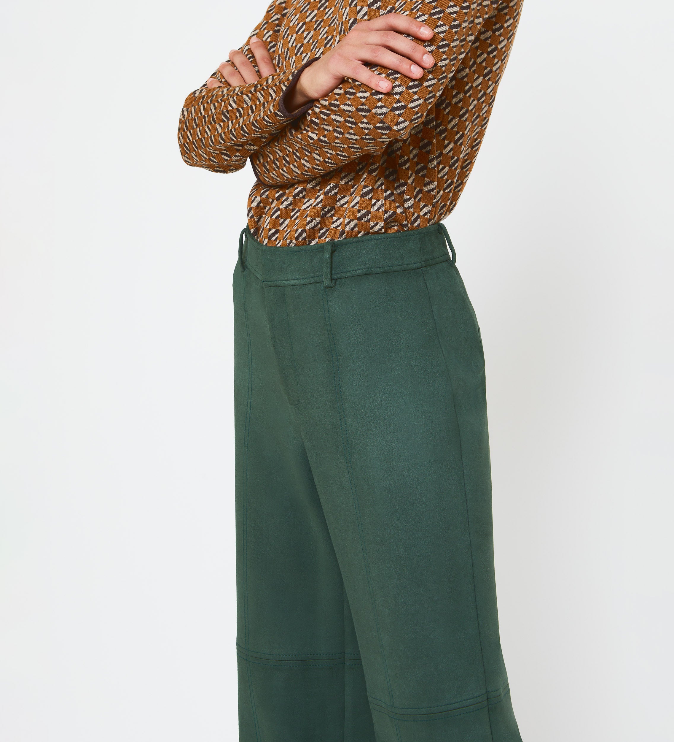 Cropped suede trousers