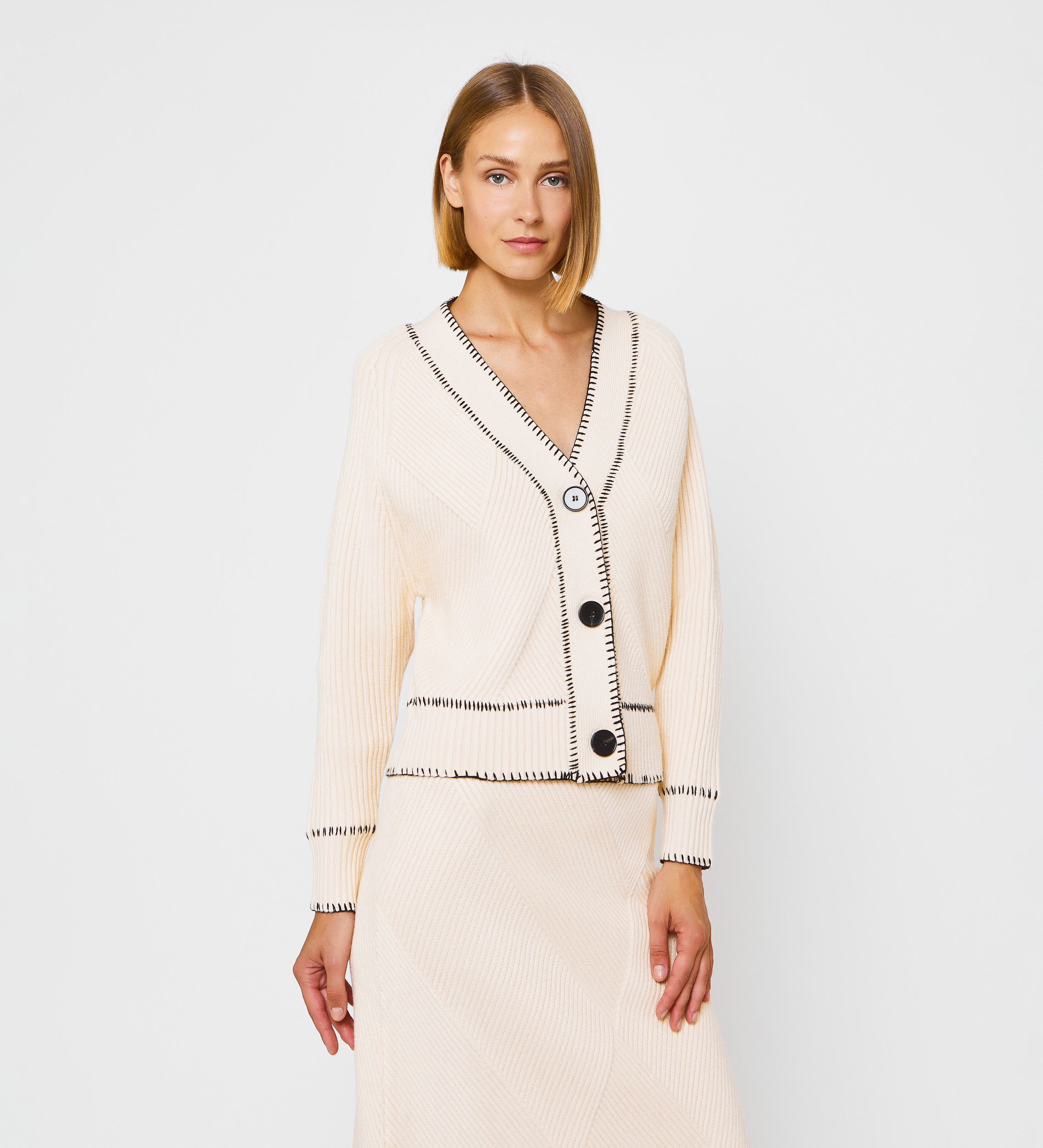 Contrast thread cardigan