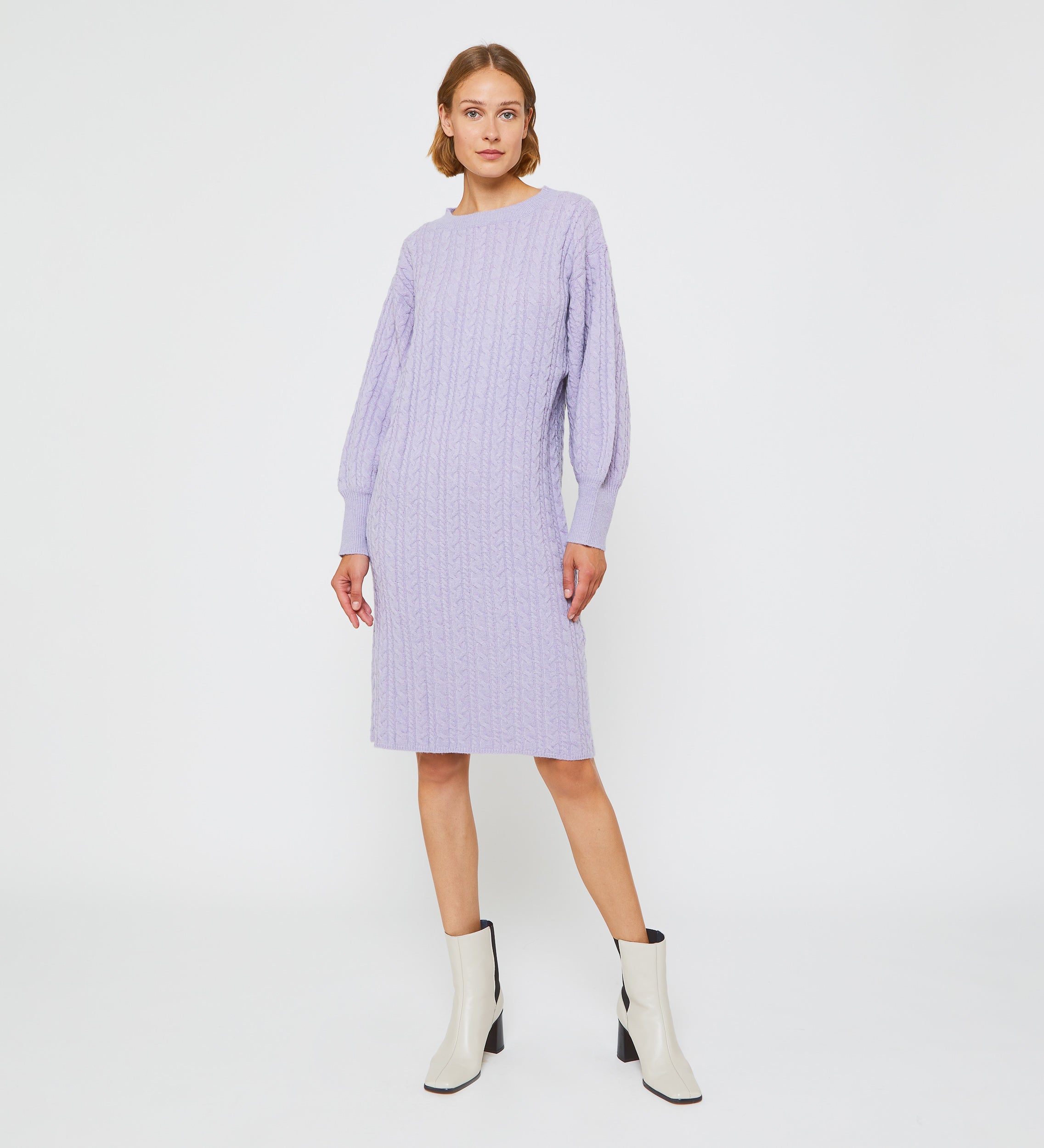 Knitted dress with braids