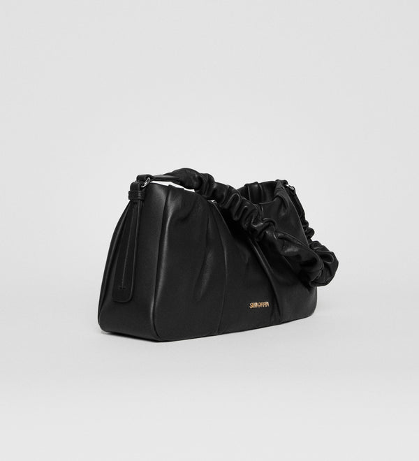 Draped leather bag