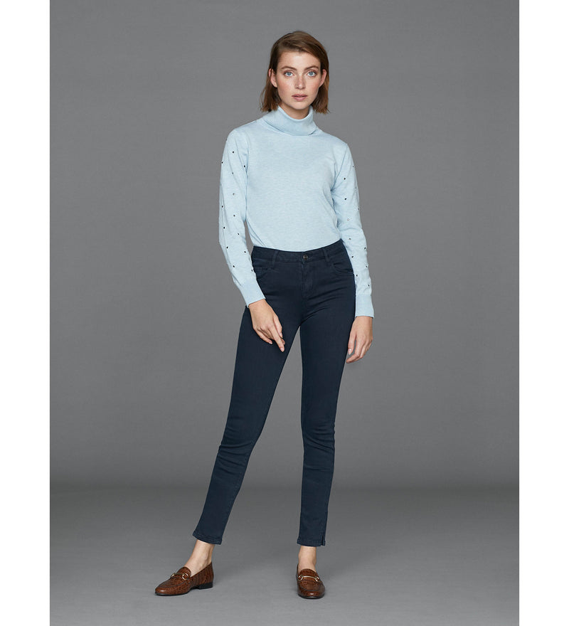 Navy slit trousers