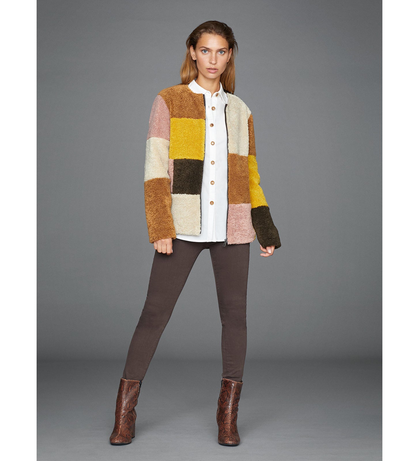 Chaqueta patchwork de borrego