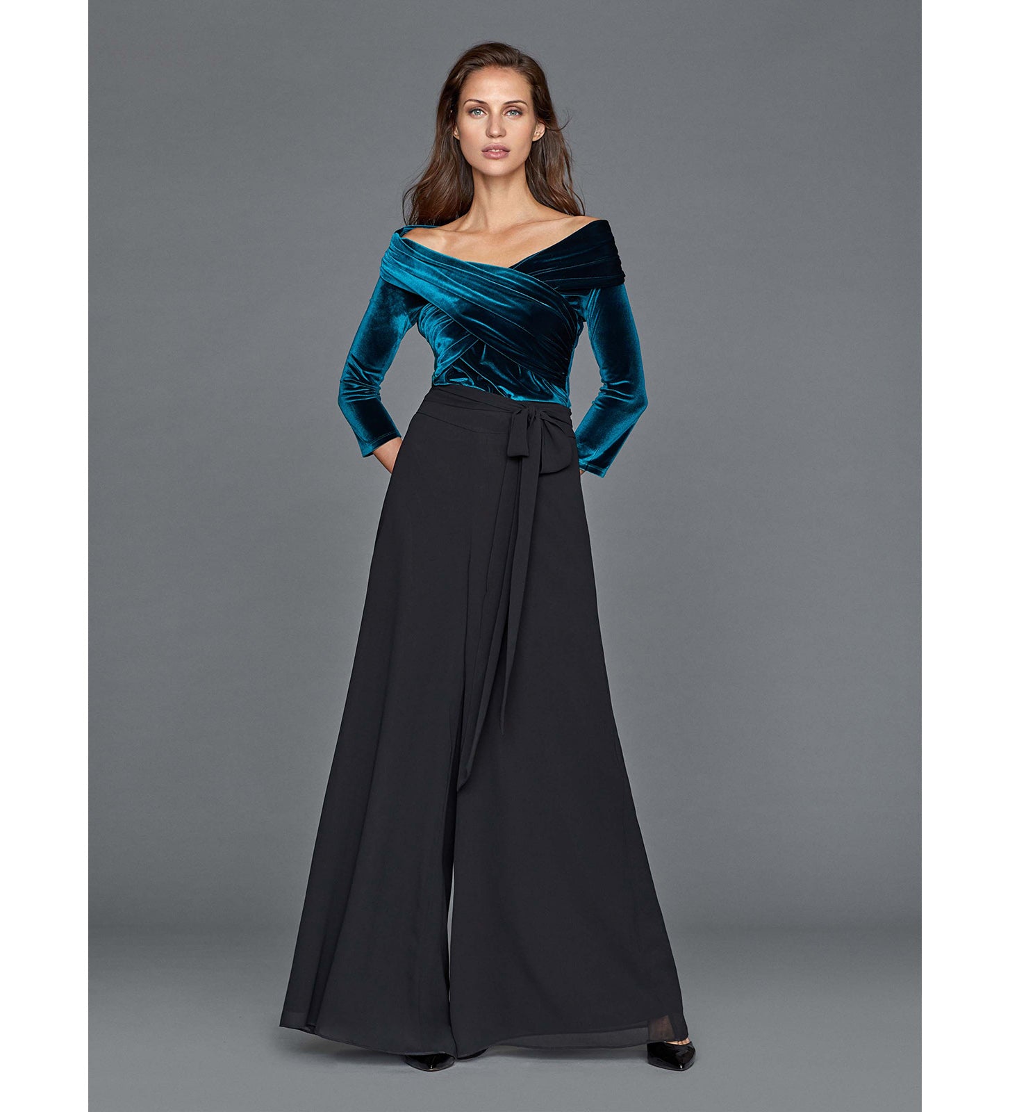 Top de velvet marino