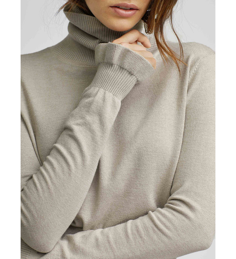 Turtleneck sweater with ruffled sleeves