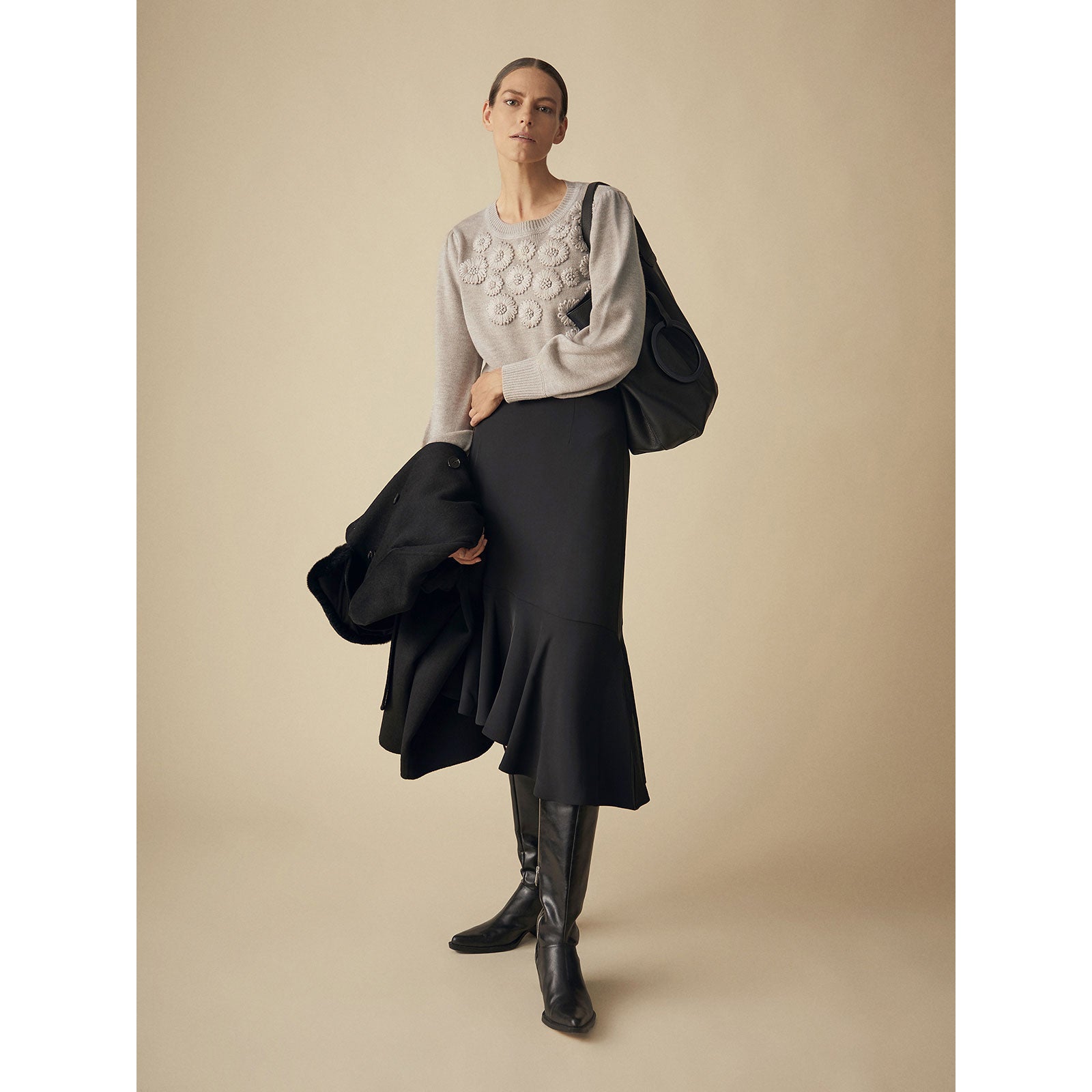 Asymmetric ruffle skirt