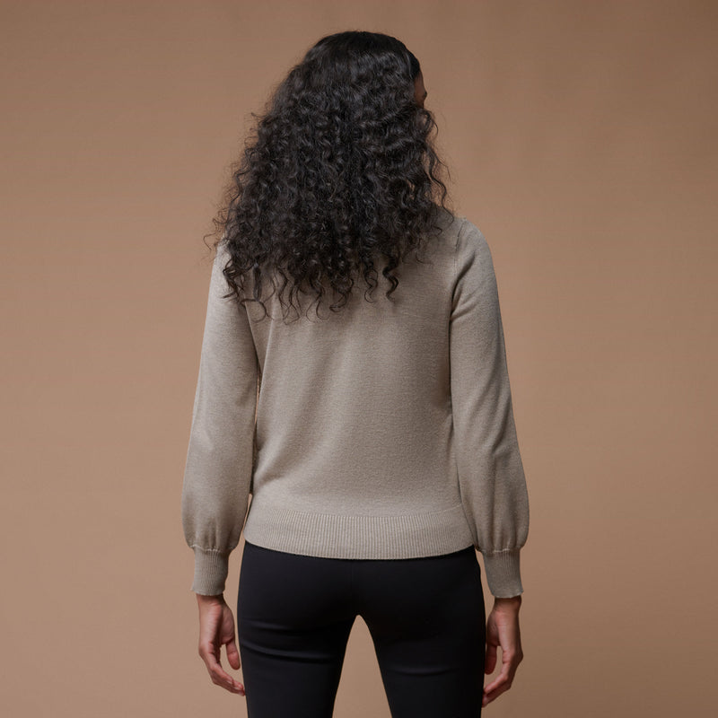 Bi-material fur effect cardigan