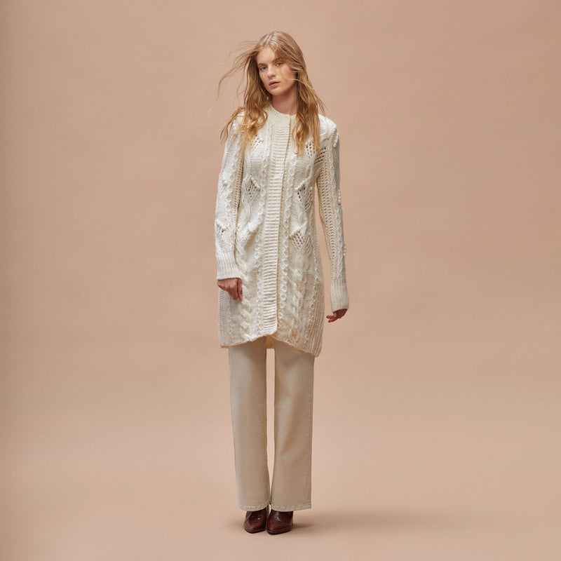 Abrigo tricot trenzado