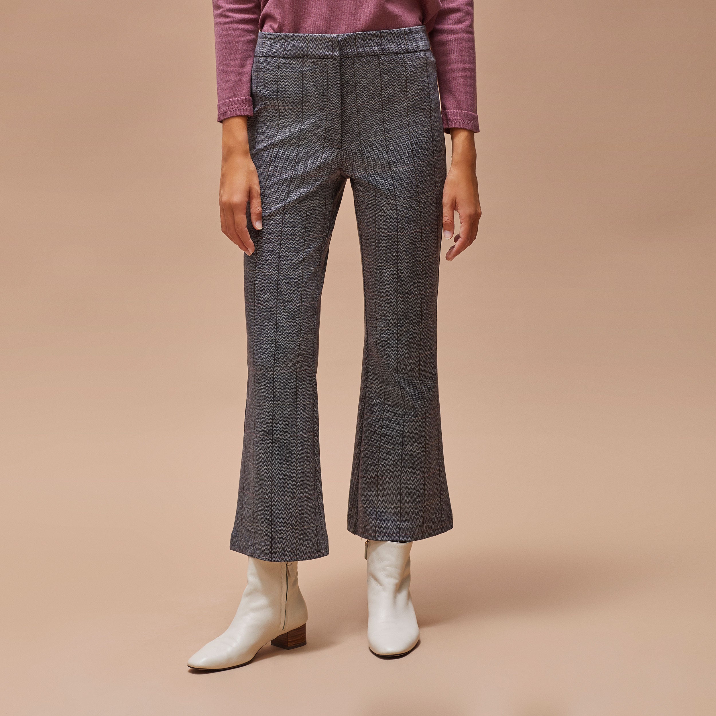 Flared checkered pants