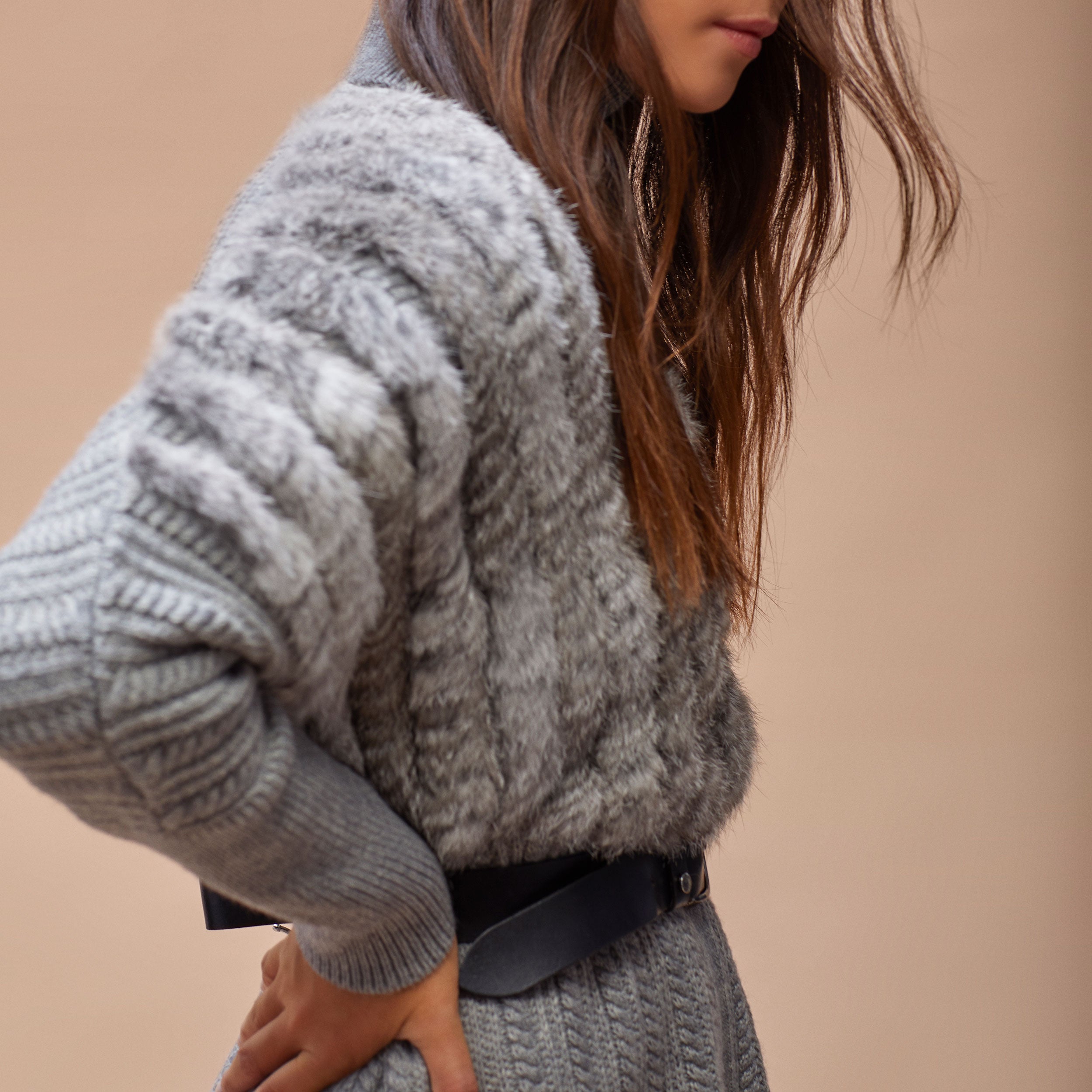Chaqueta tricot pelo