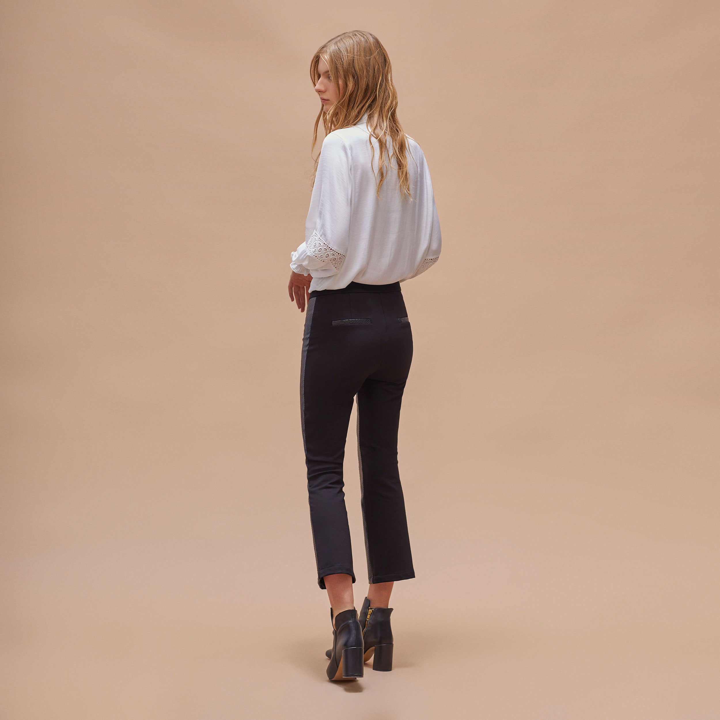 Textured eco-leather pants