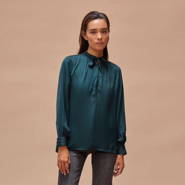Blouse with tie neck