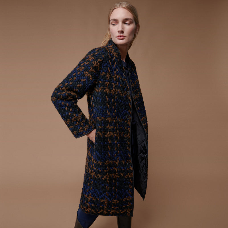 Textured plaid coat