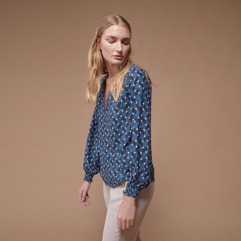 Printed V-neck blouse