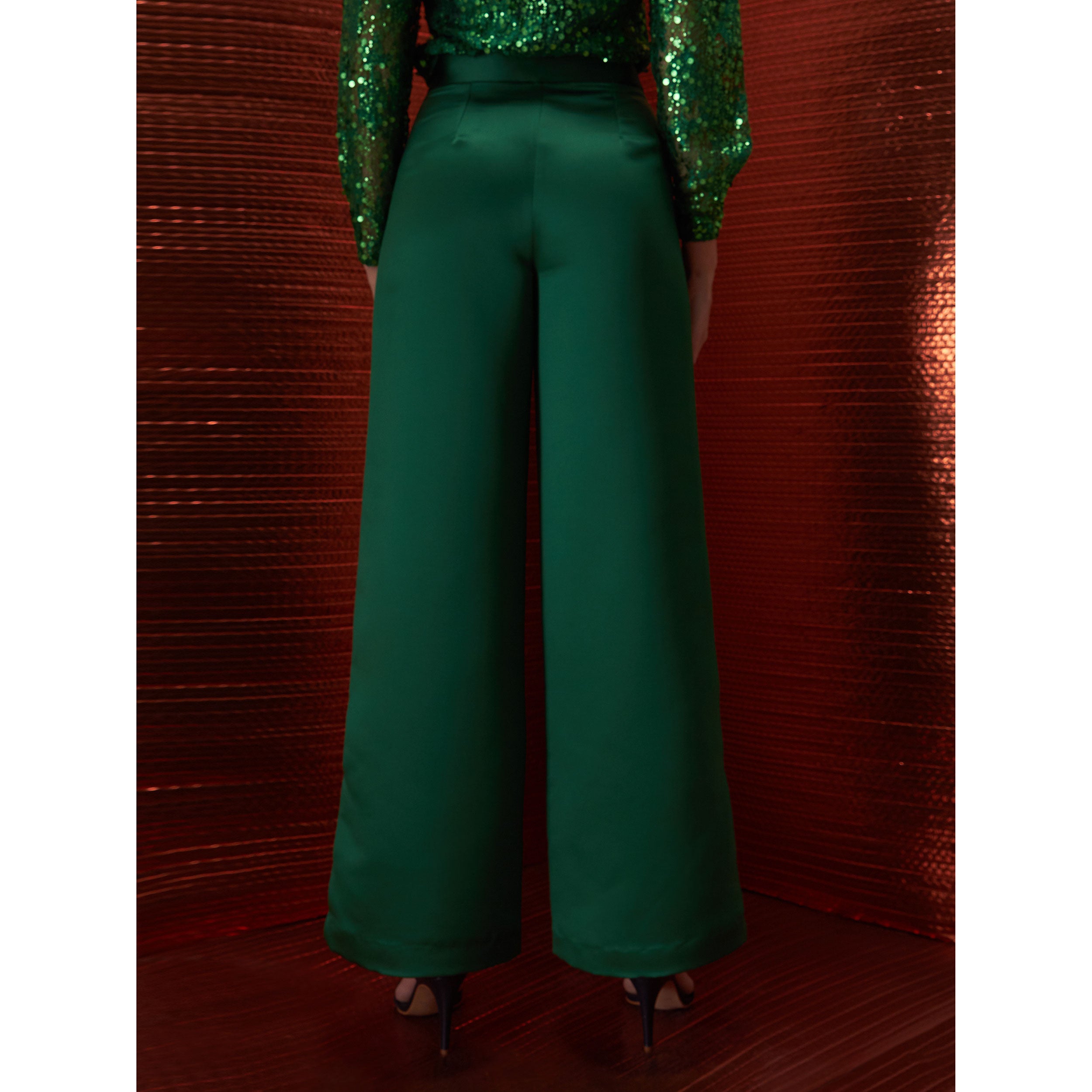 Pantalón ancho satén