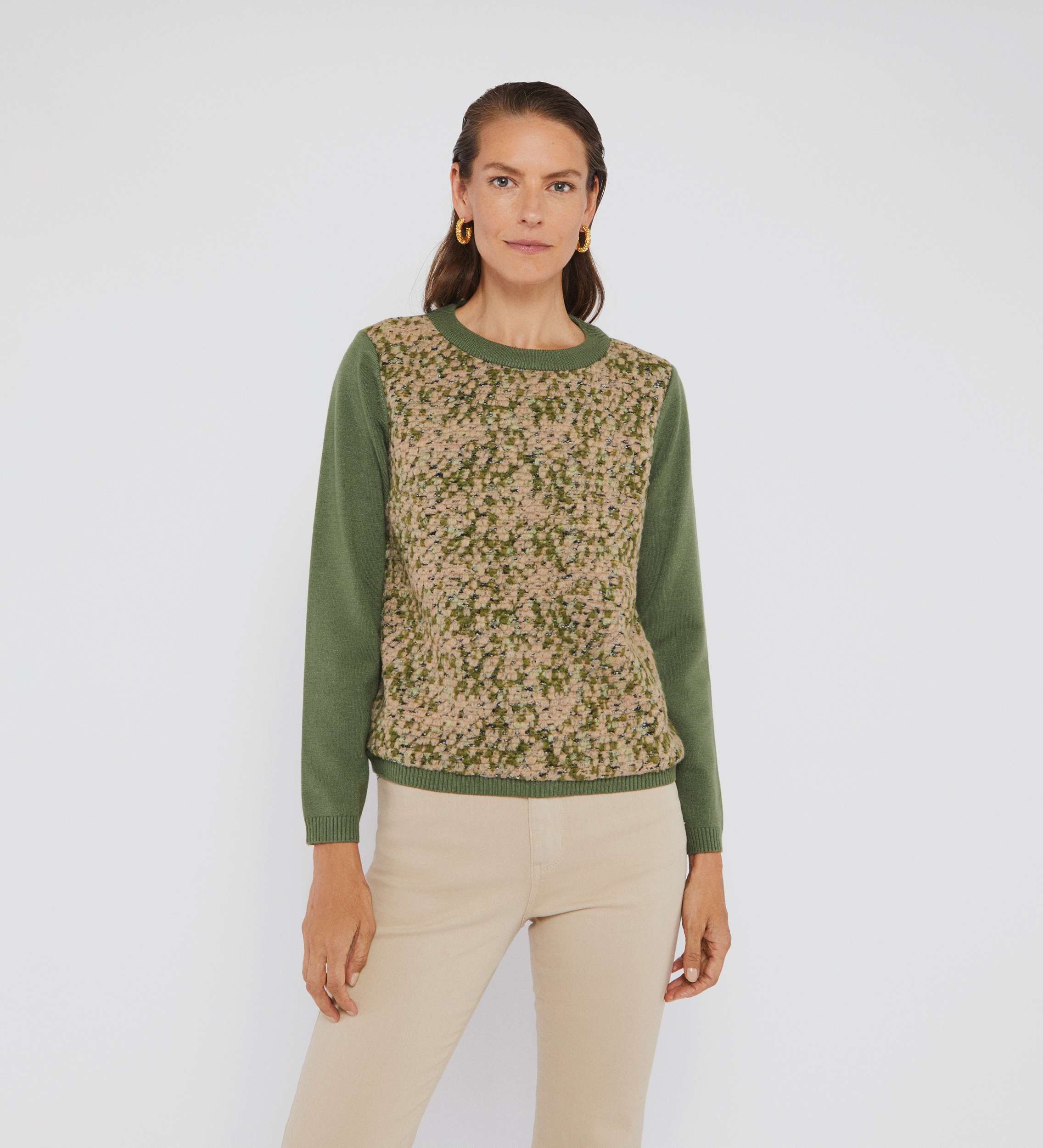 Bi-material sweater
