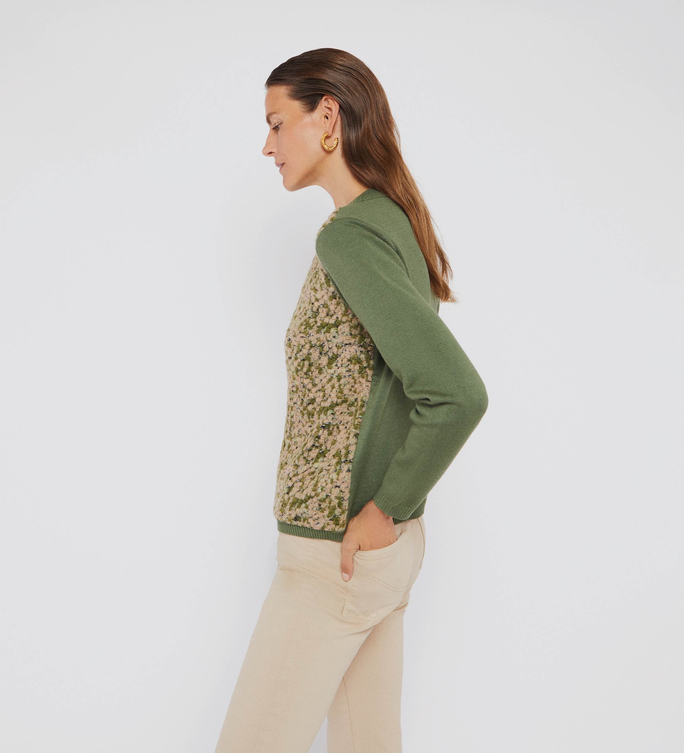Bi-material sweater