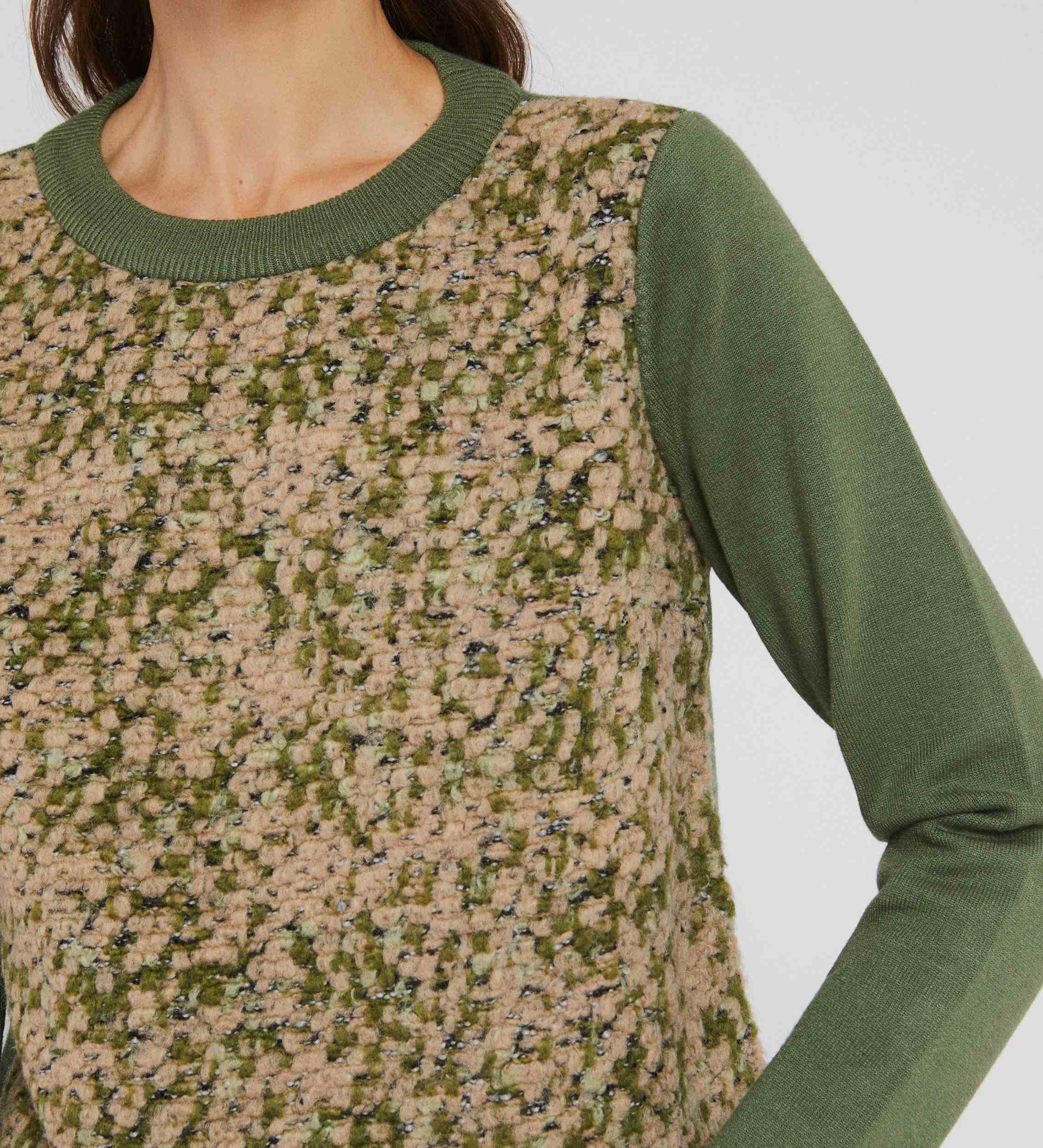 Bi-material sweater