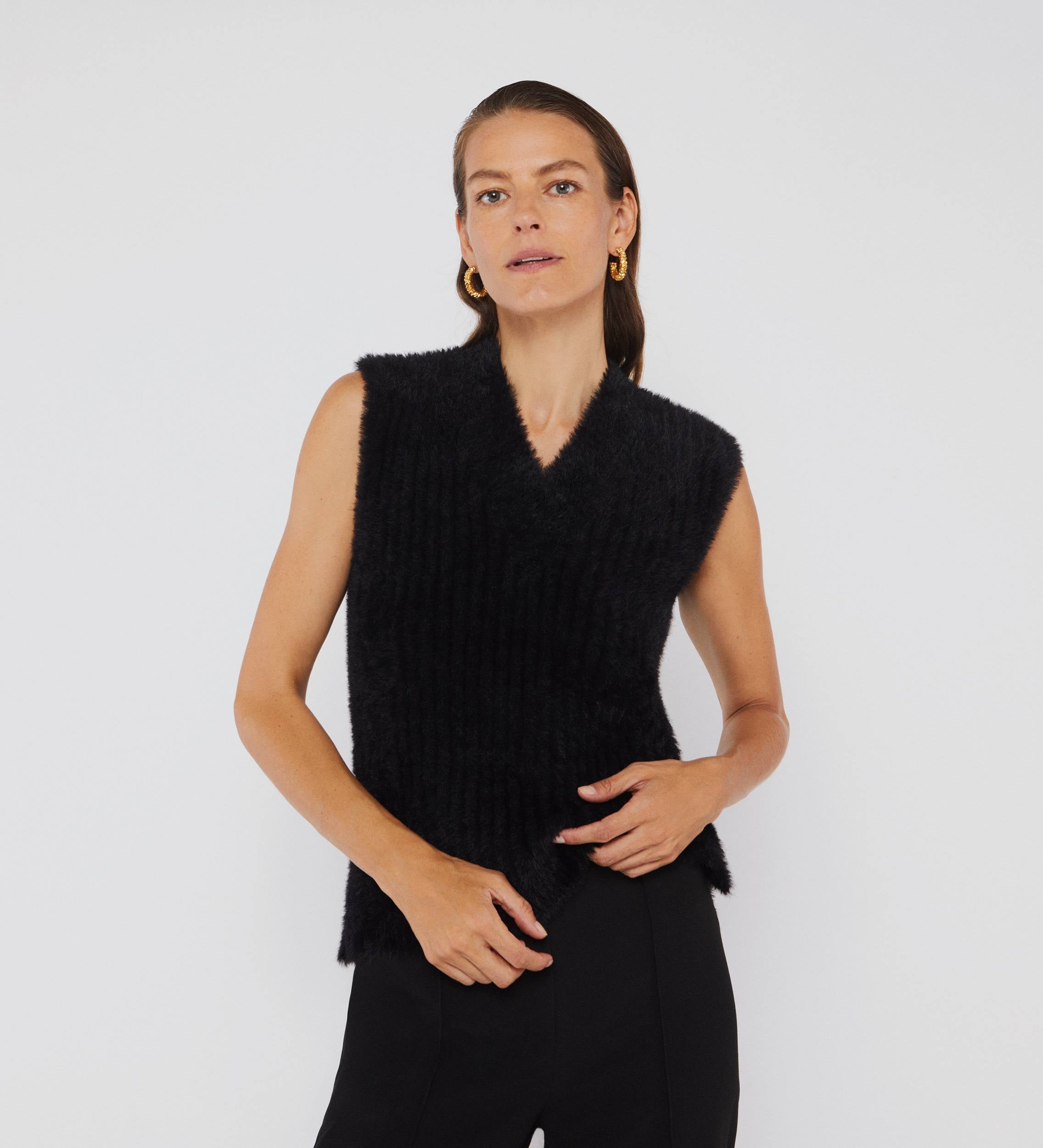 Furry knit vest