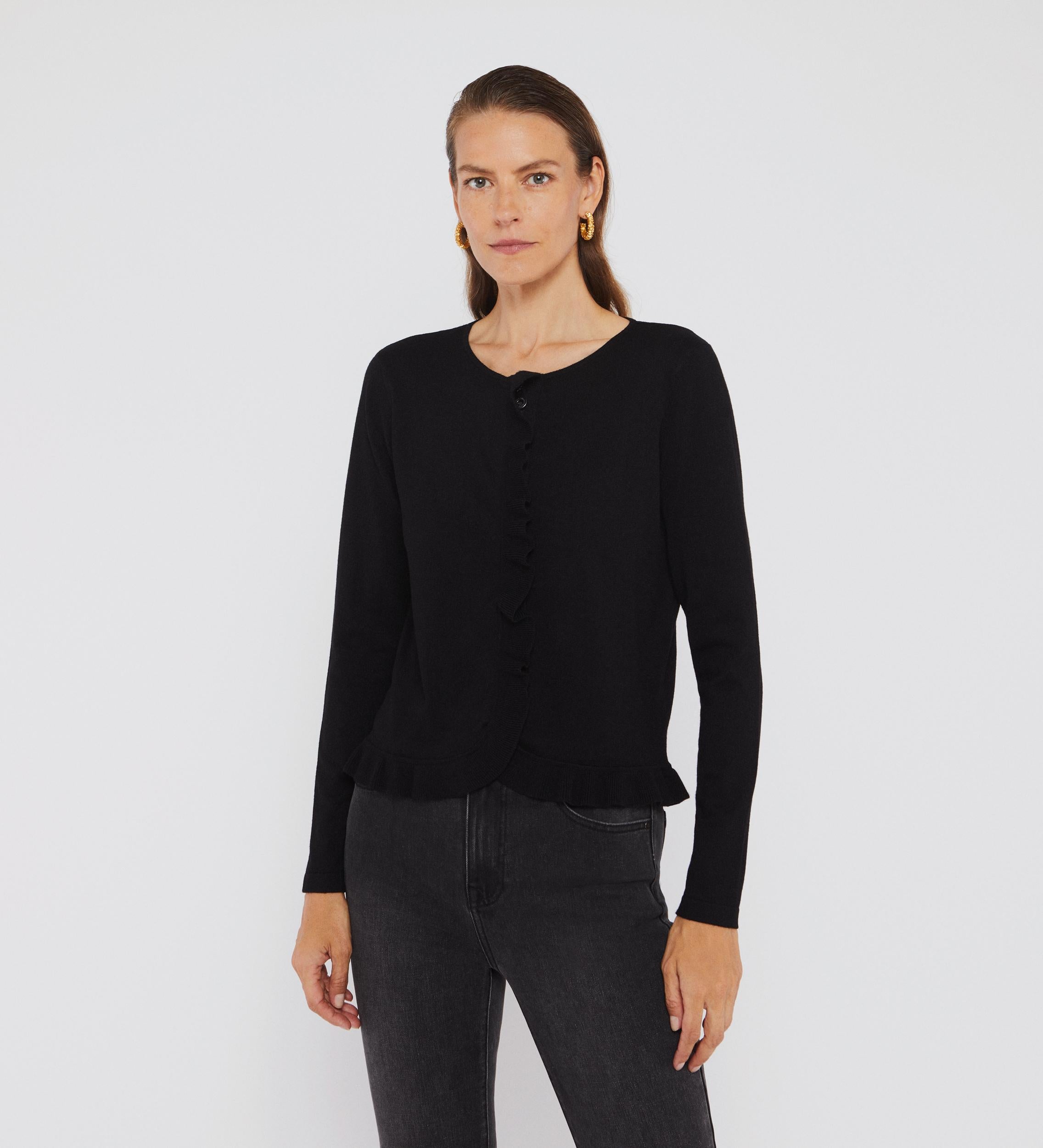 Ruffle knit cardigan