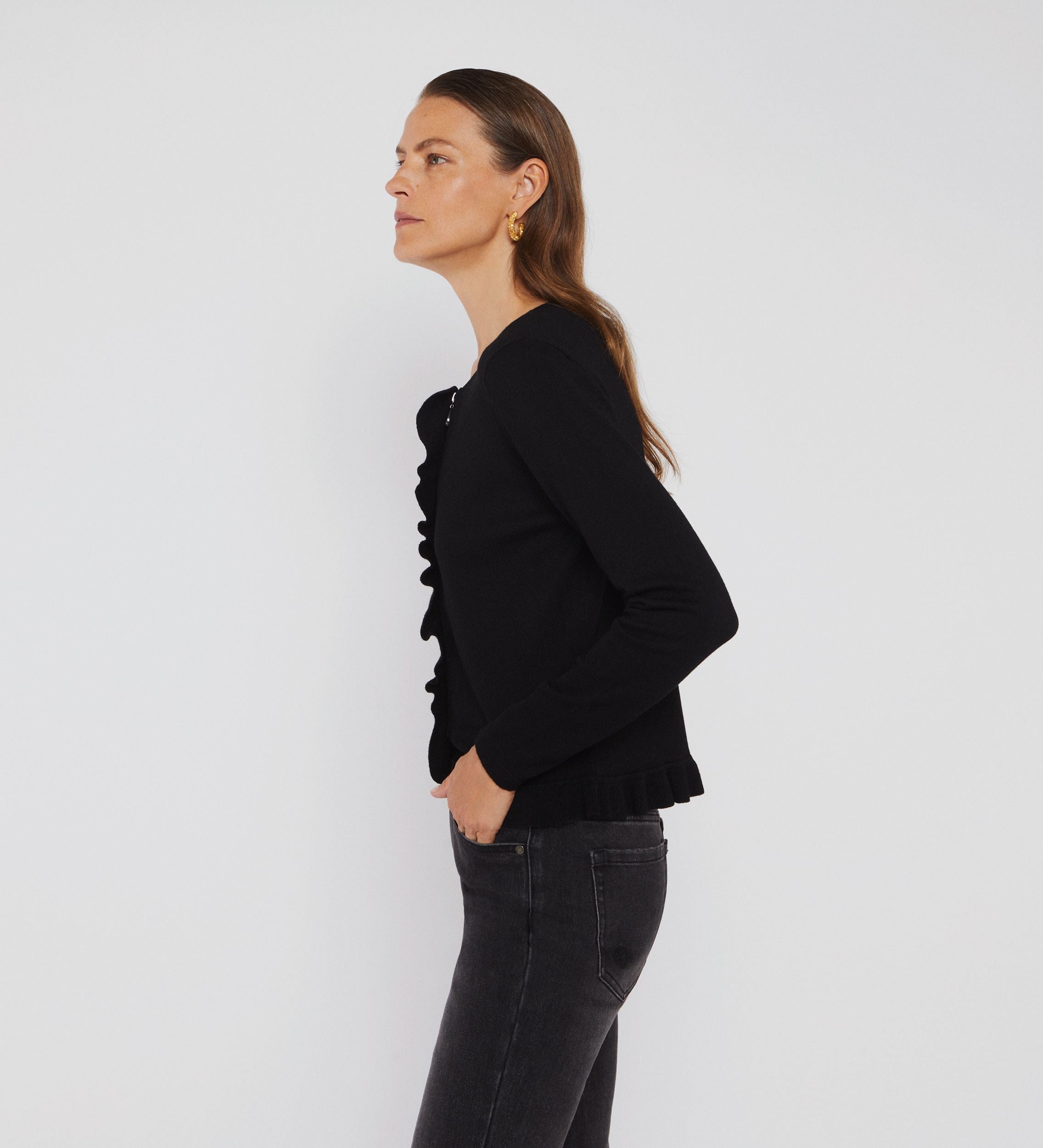 Ruffle knit cardigan