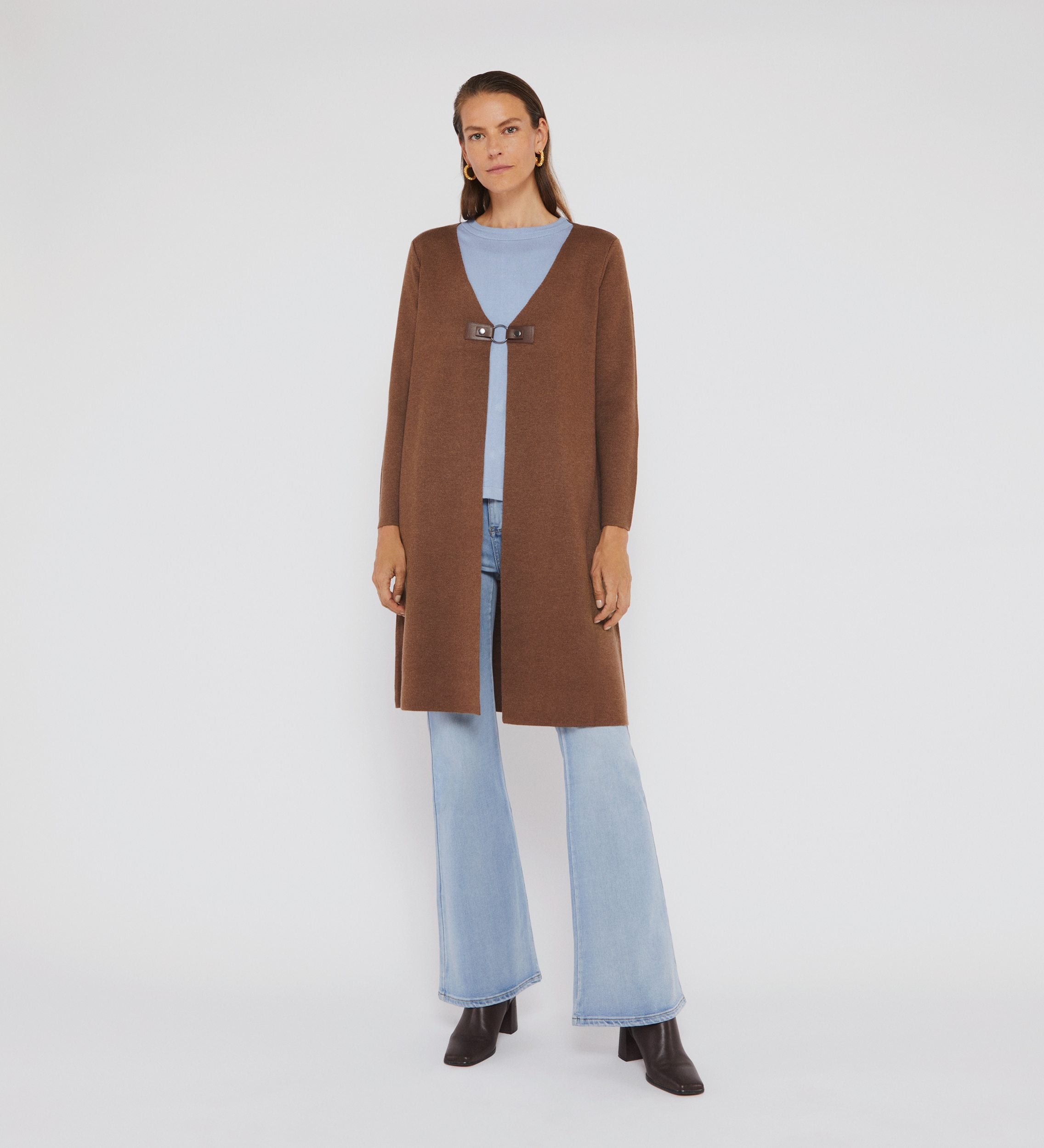 long cardigan brooch