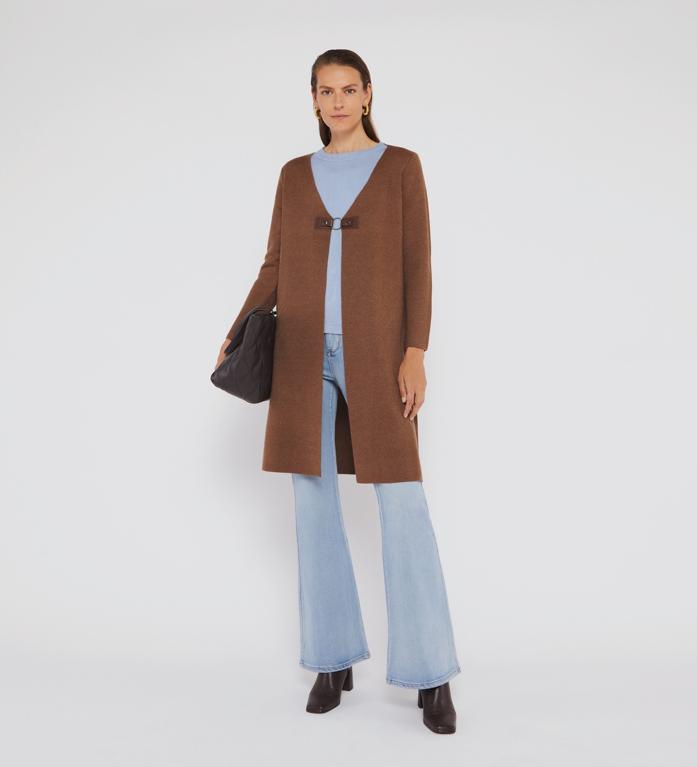 long cardigan brooch