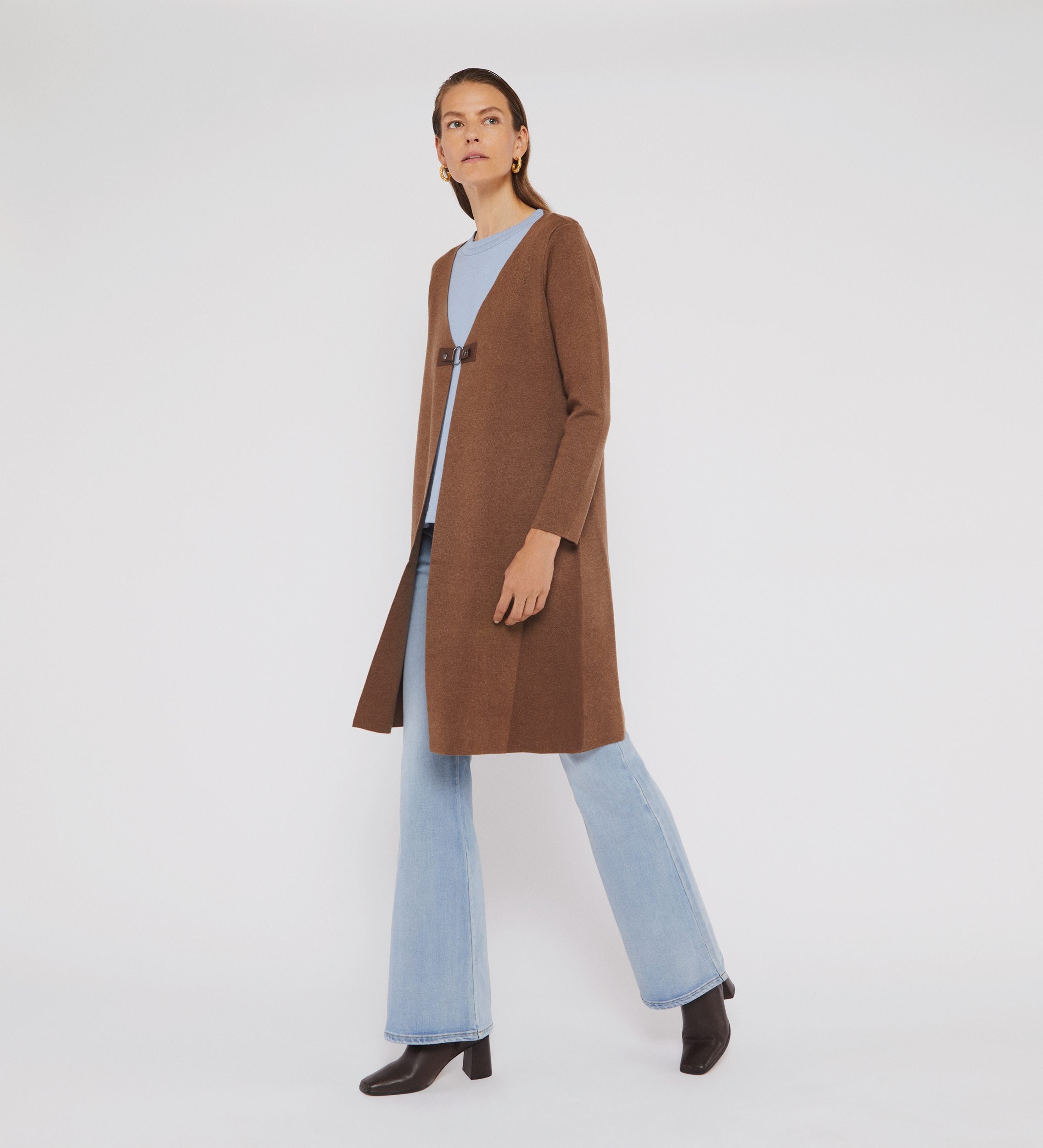 long cardigan brooch