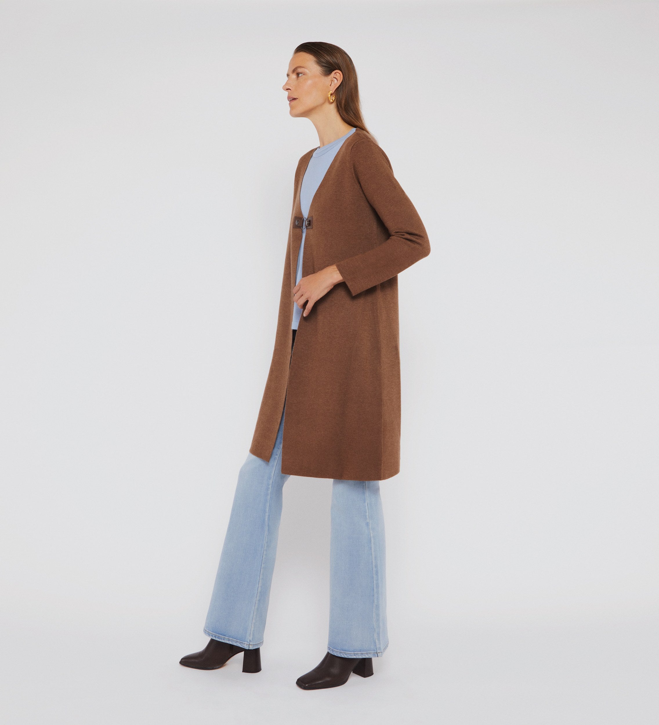 long cardigan brooch