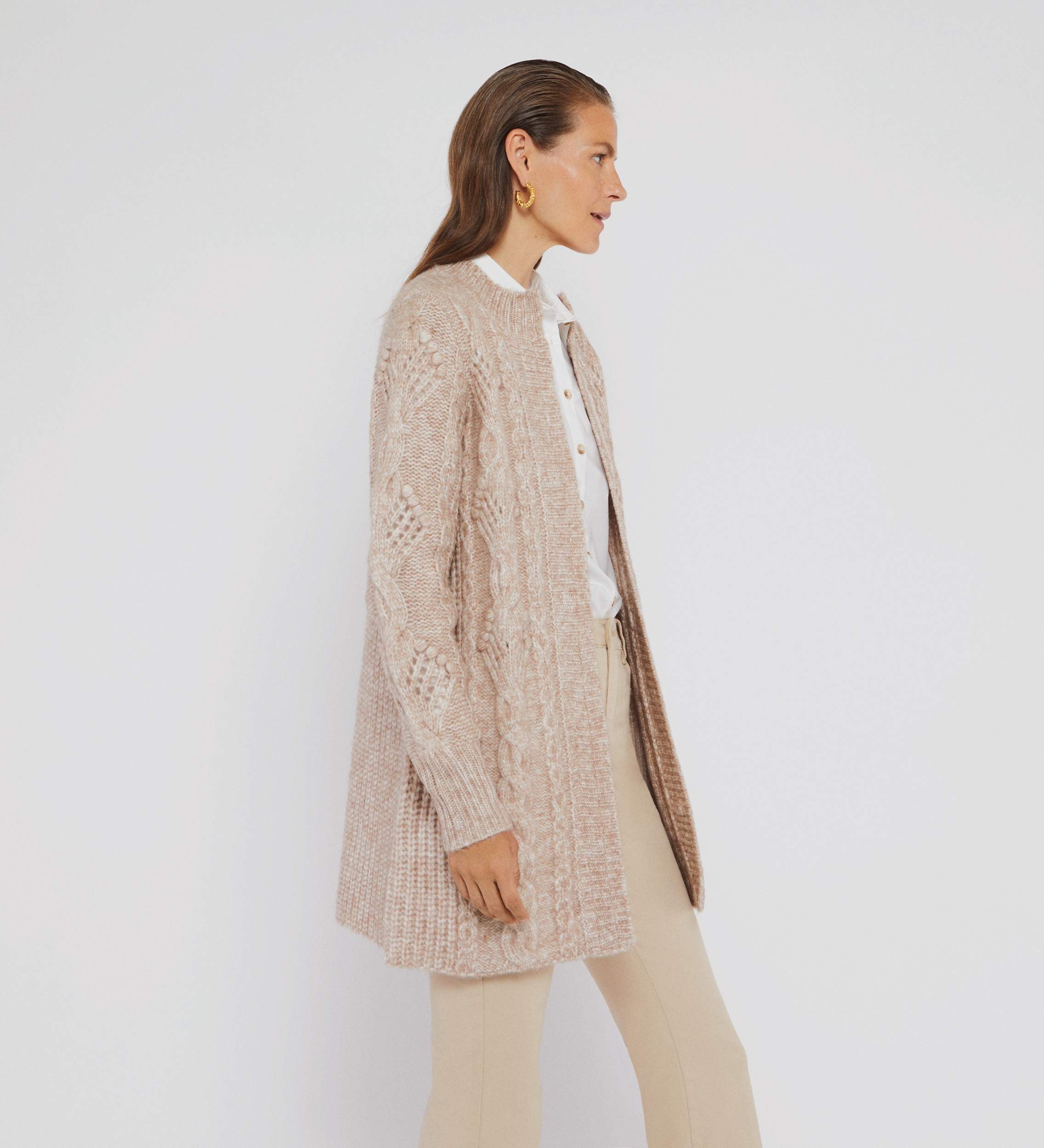 Abrigo tricot trenzado