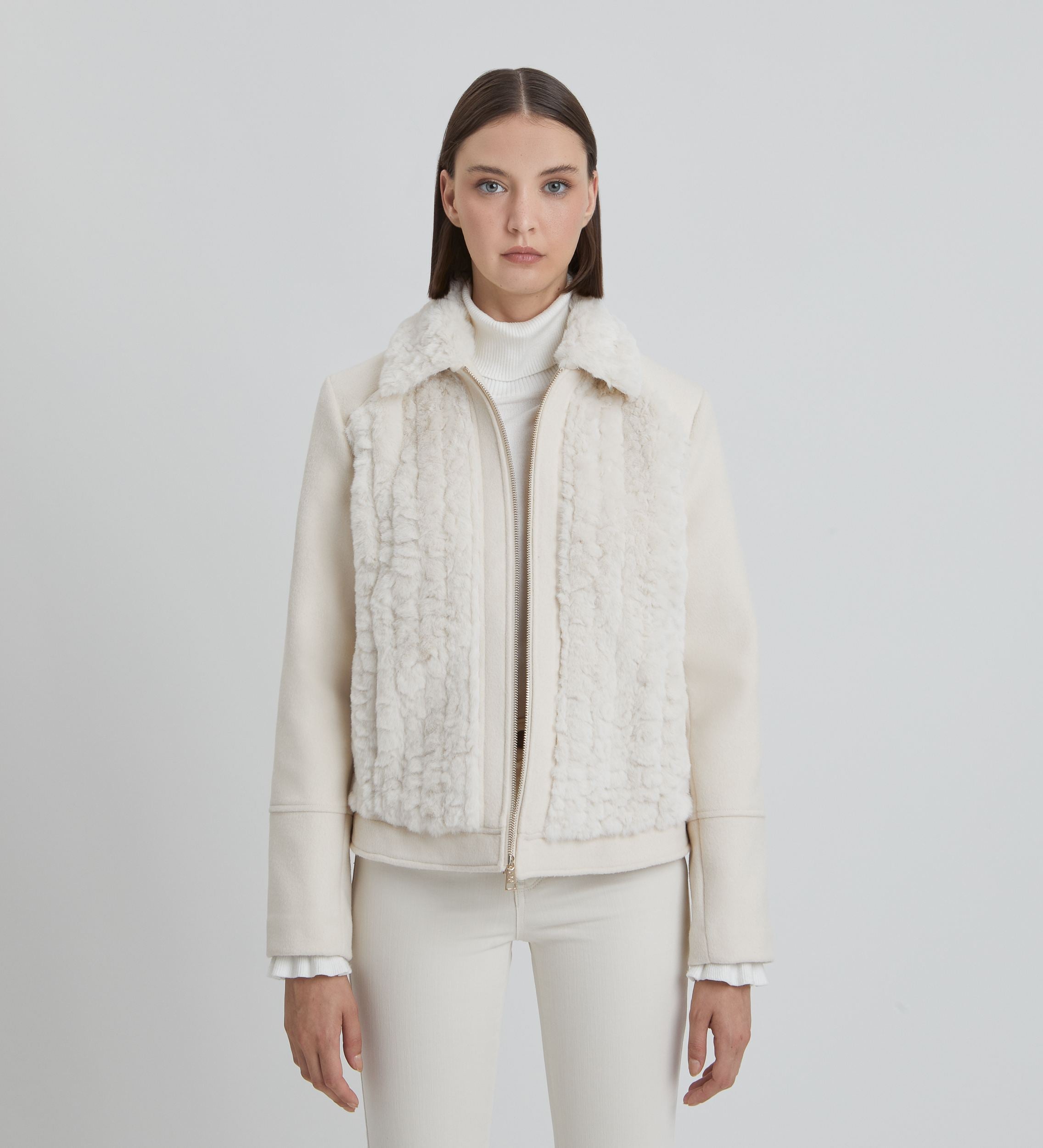 Eco-fur wool jacket