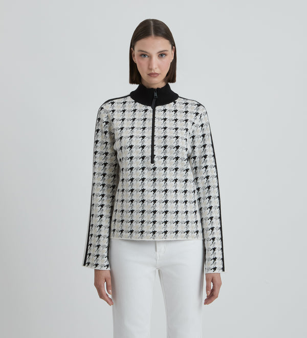 Houndstooth jacquard sweater