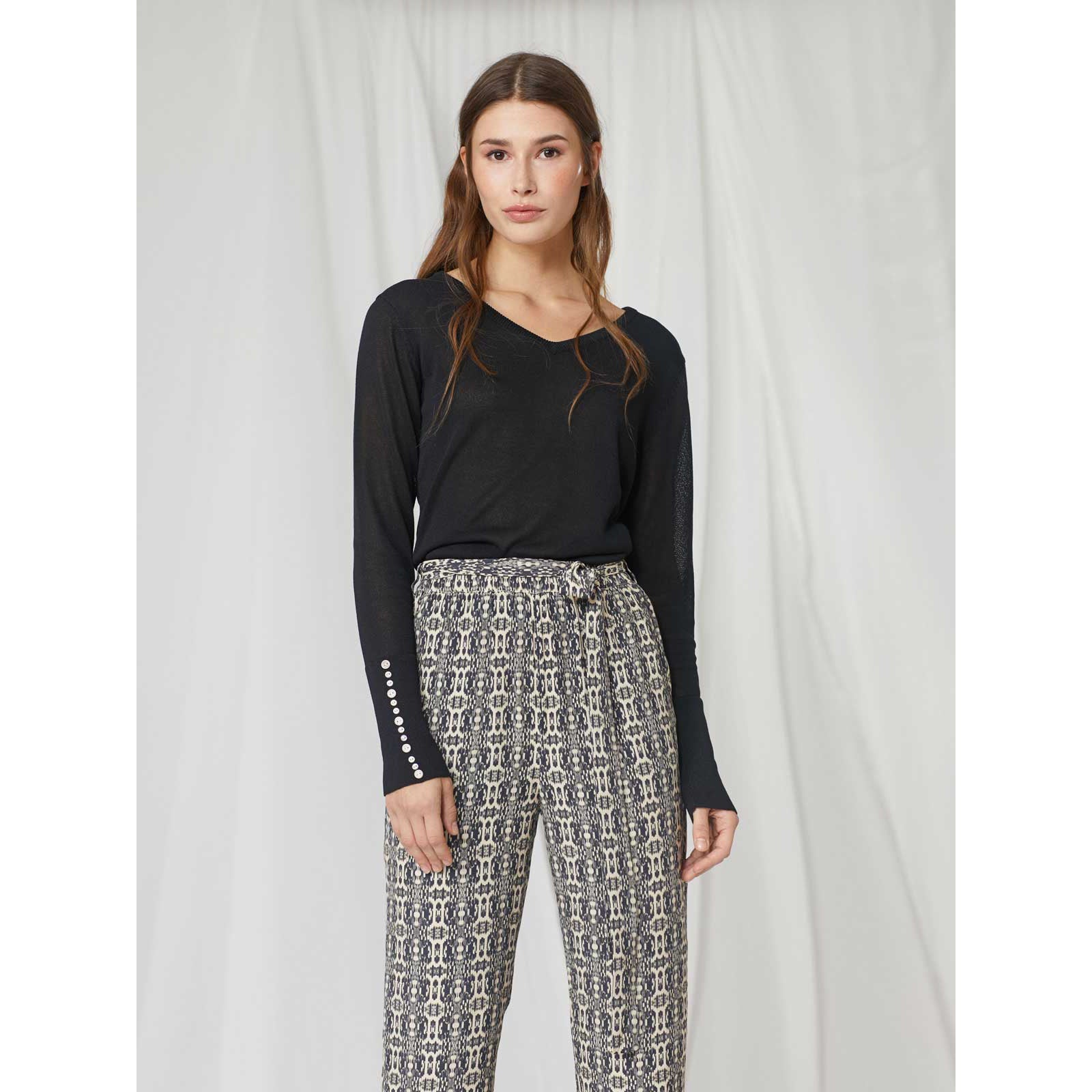 Pantalón fluido estampado étnico