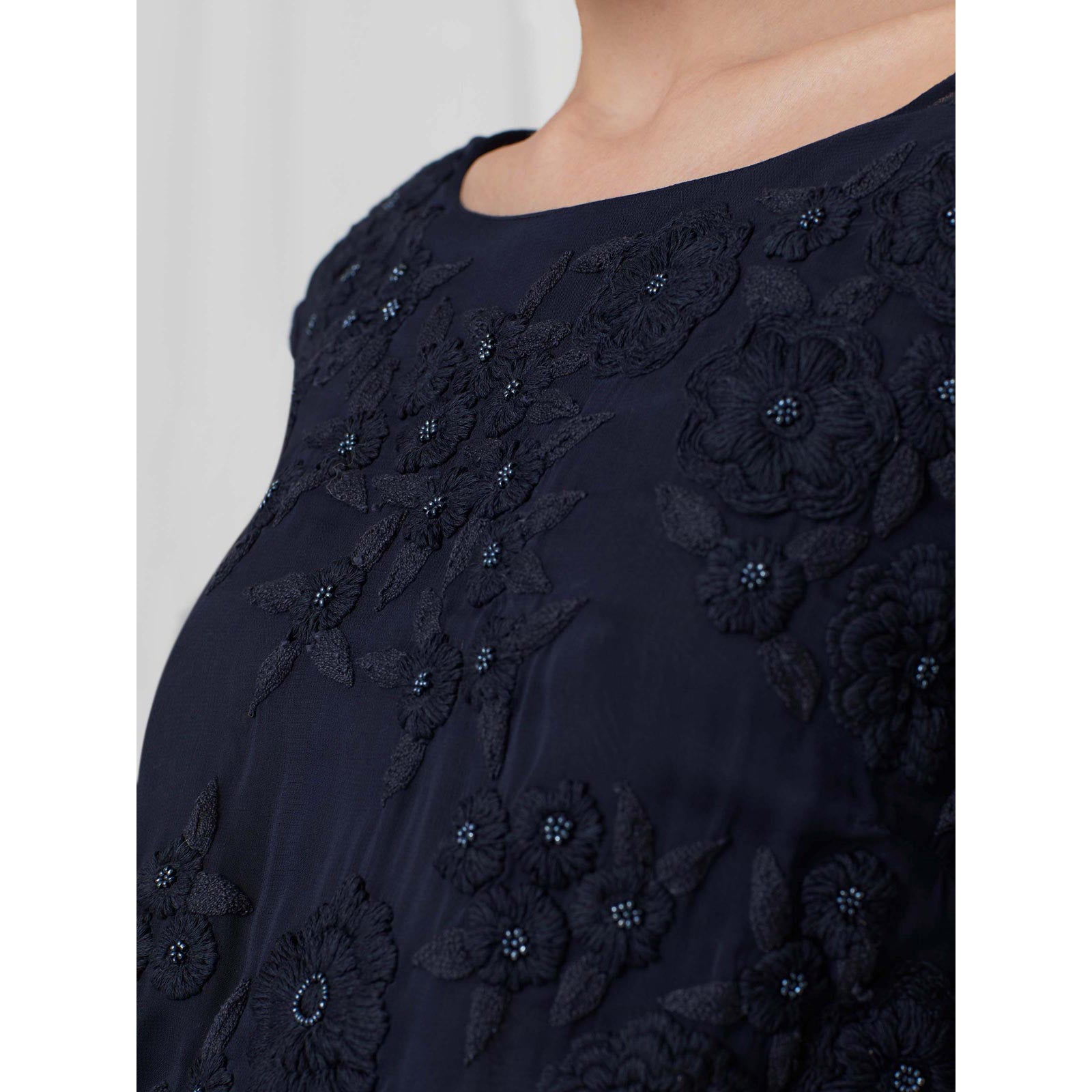 Chiffon and embroidered bamboo top